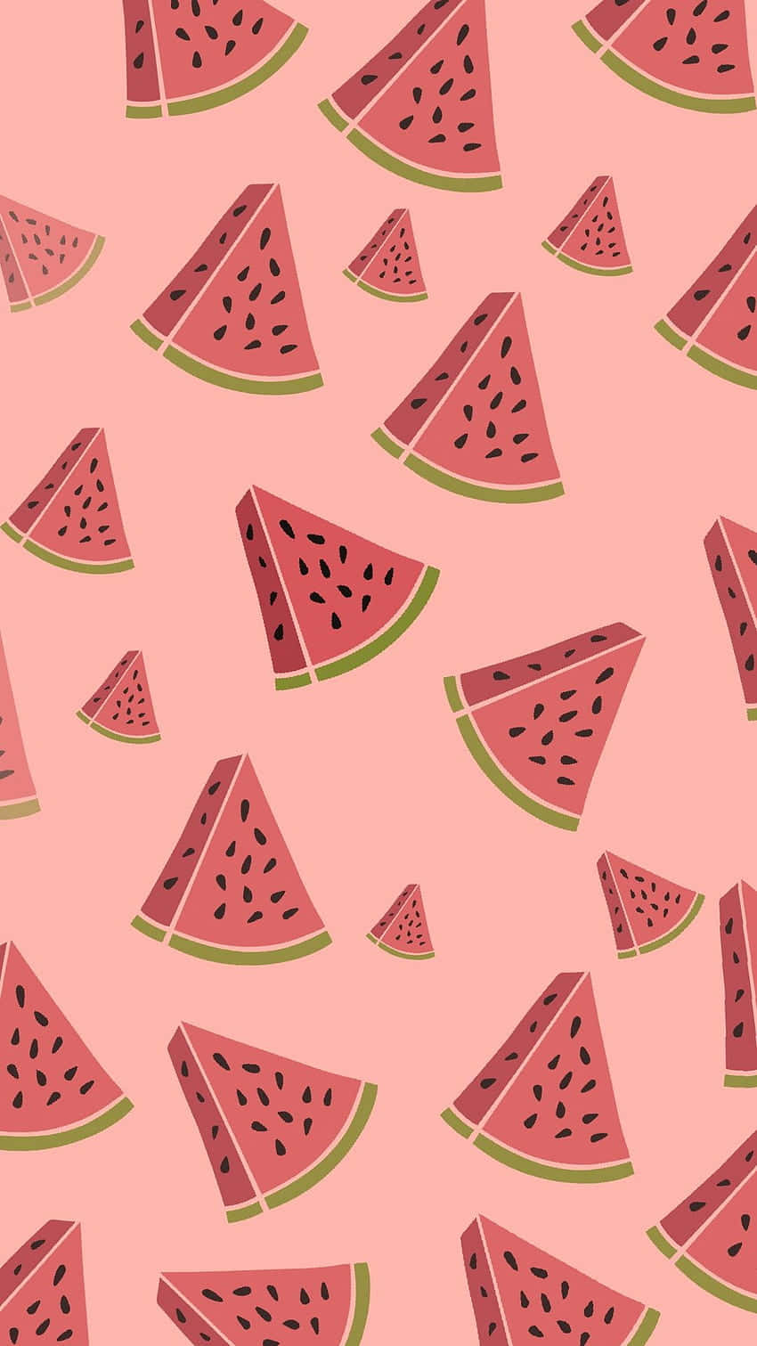 A pattern of watermelon slices on pink background - Watermelon