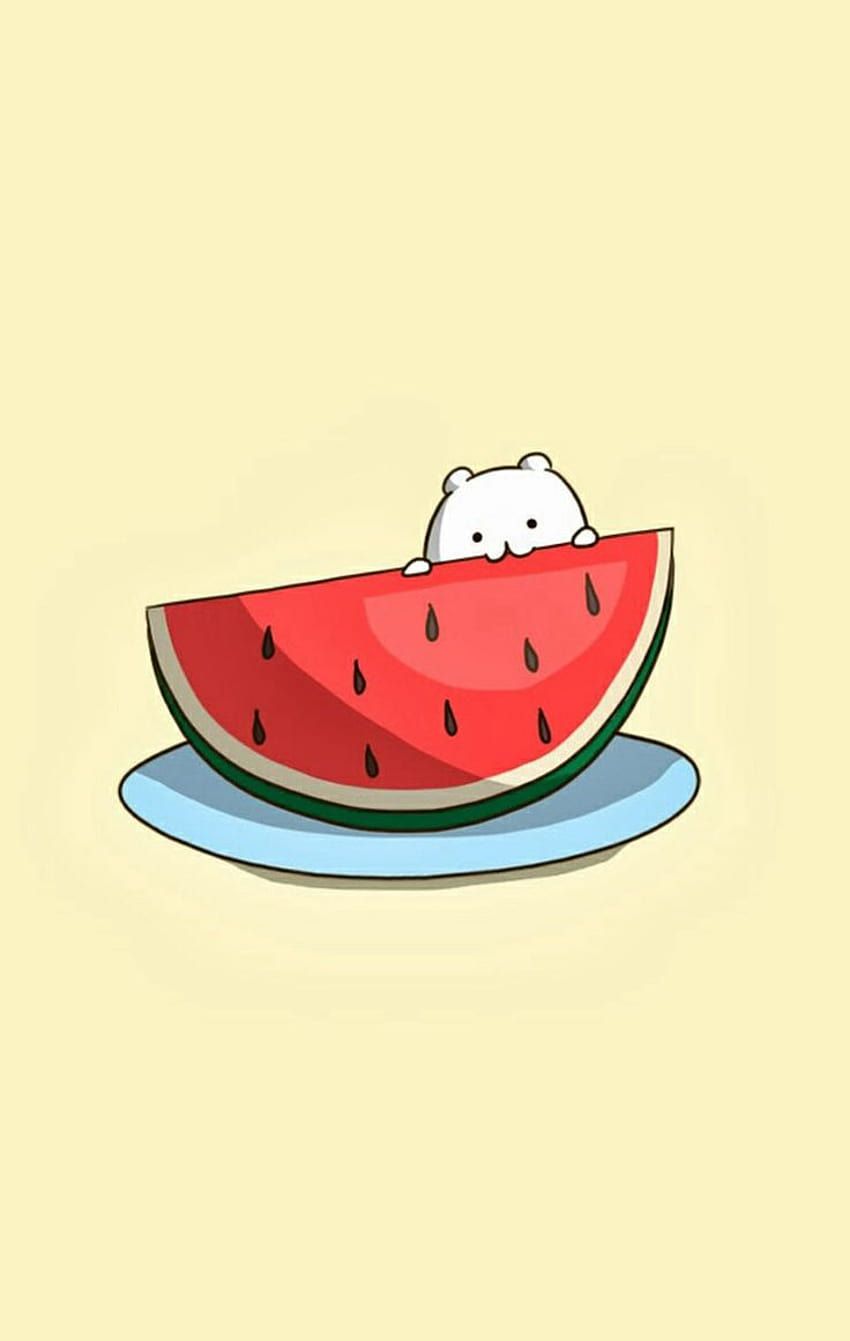 IPhone wallpaper of a white bear in a slice of watermelon - Watermelon