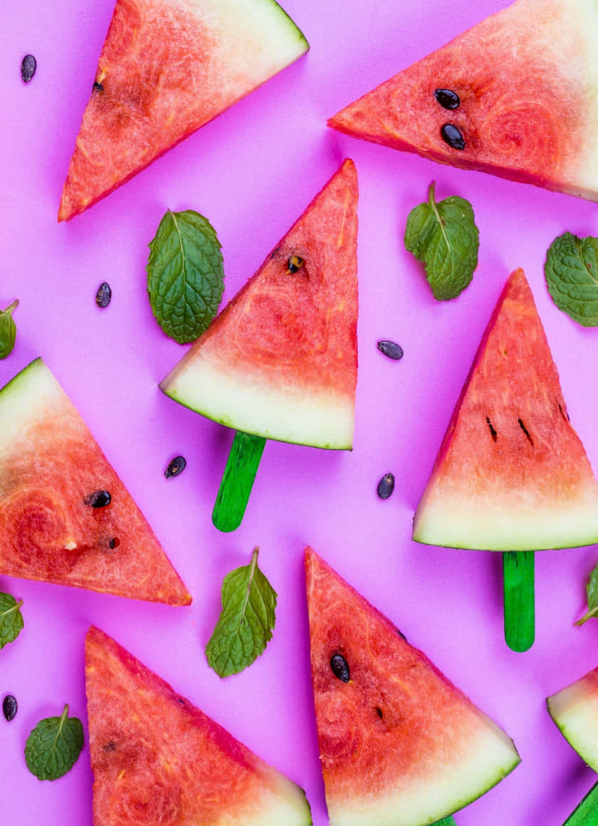 Watermelon popsicles on a purple background - Watermelon