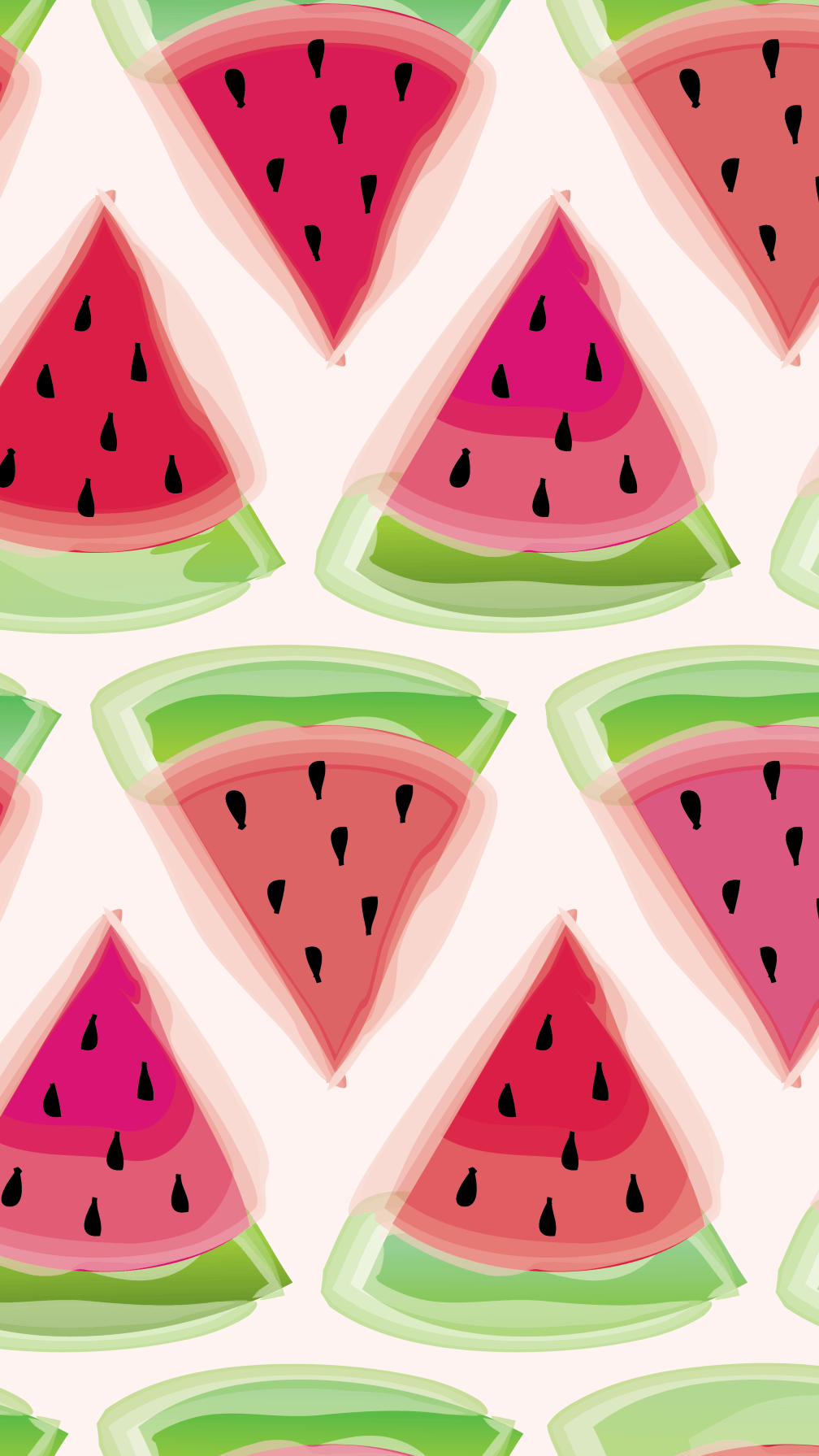 A watercolor pattern of pink and green西瓜 slices on a pink background - Watermelon