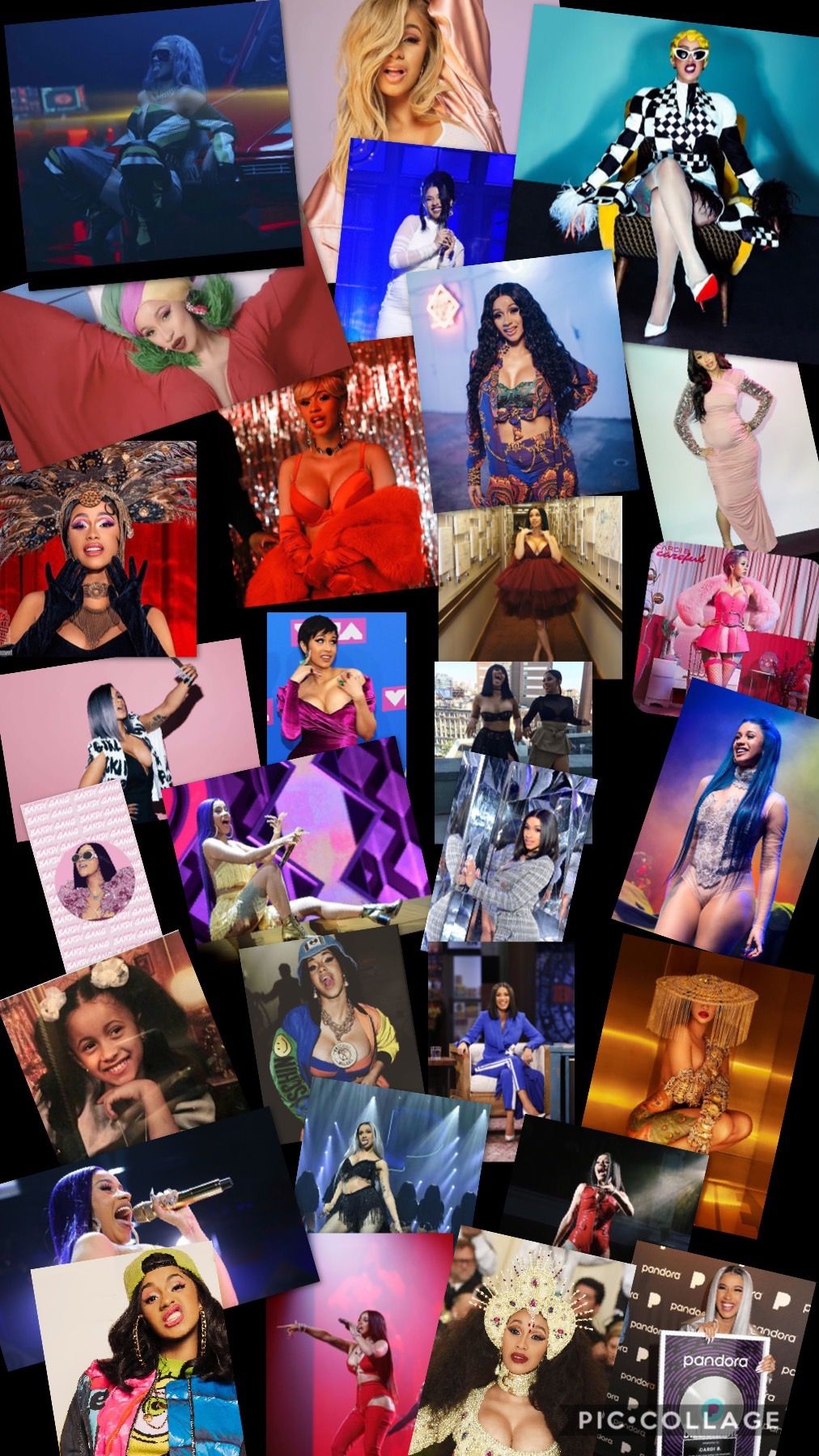 A collage of pictures with different people in them - Cardi B