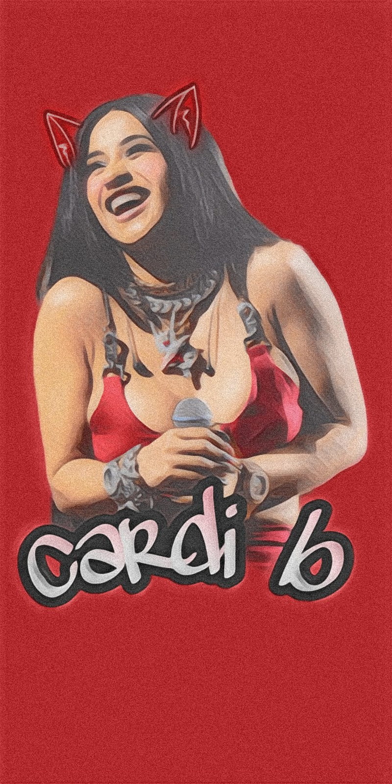 A close up of a shirt with a woman wearing a red bra and a red shirt that says cardi b - Cardi B