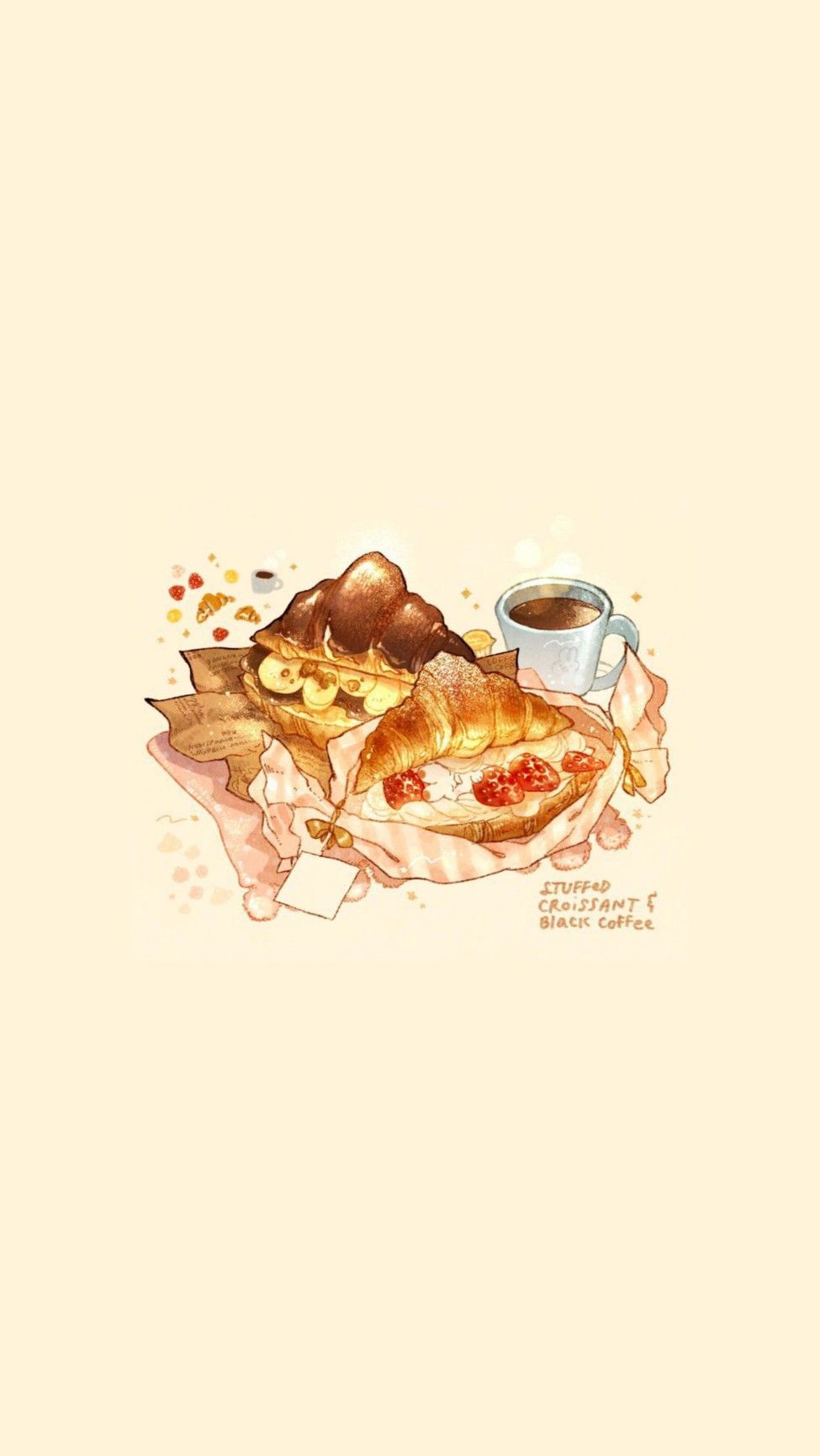 Food illustrations. Cute simple wallpaper, Cute animal drawings kawaii, Cute food art