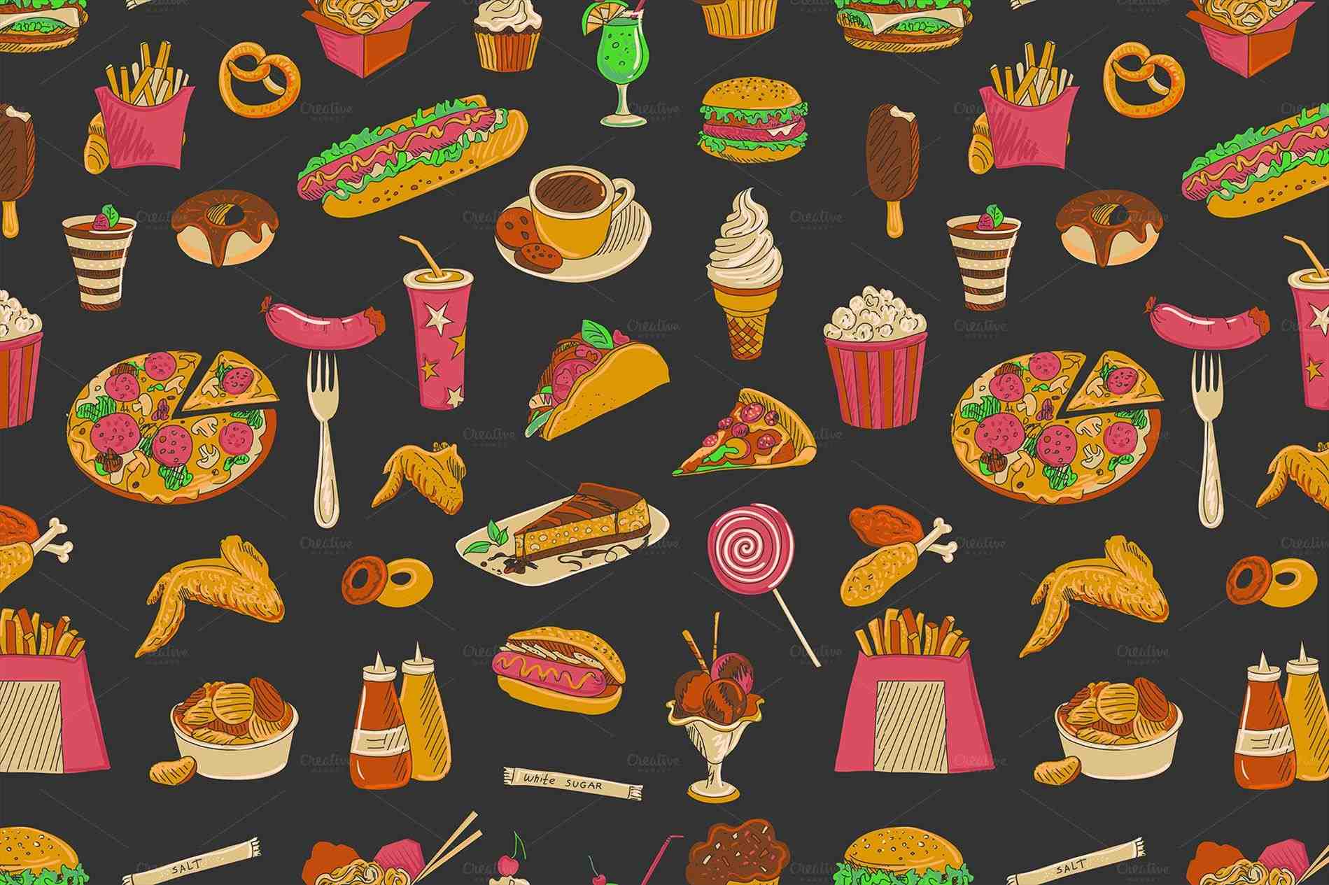 Pattern Wallpaper Tumblr Fast Food Background HD