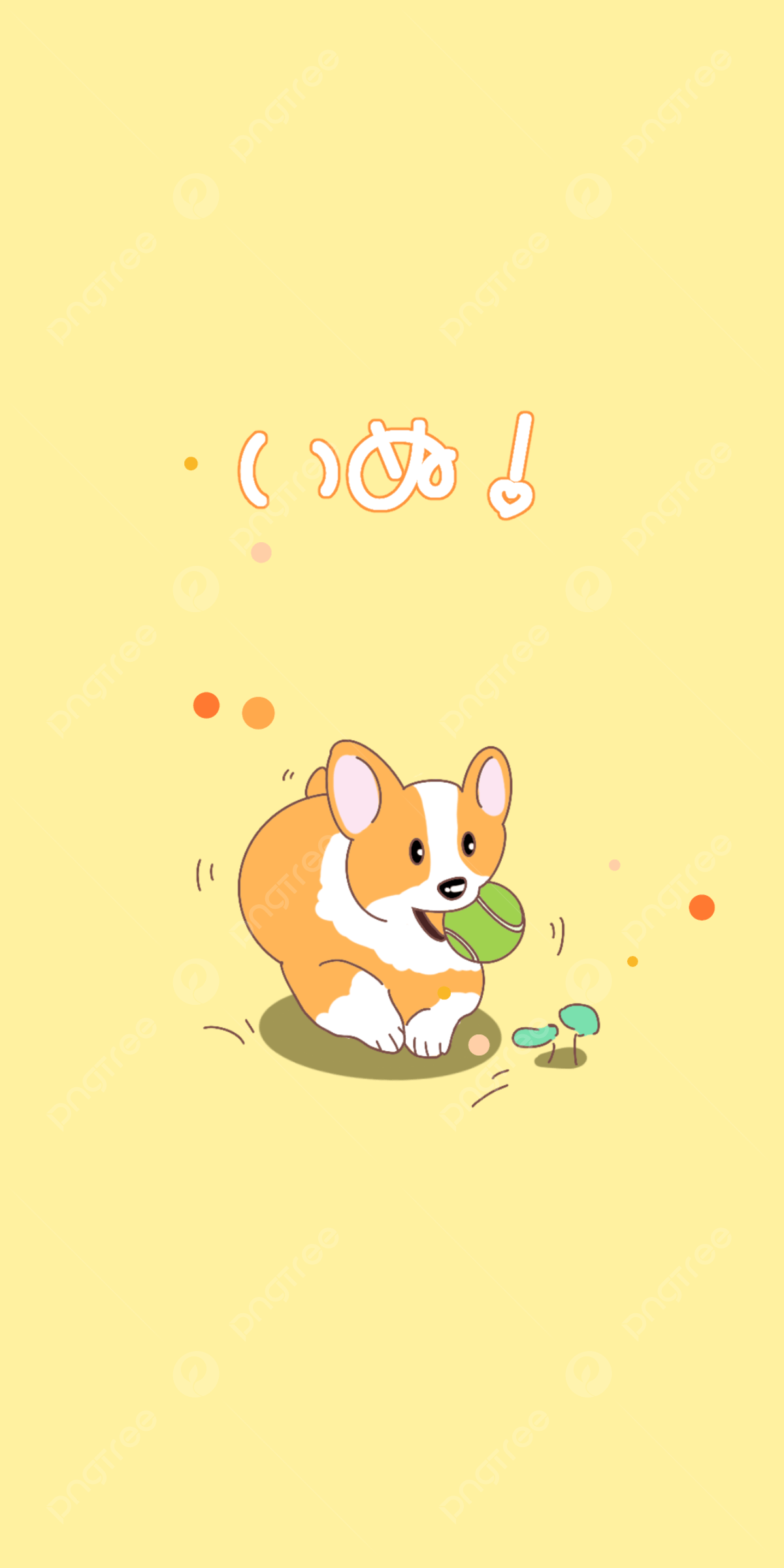 Cute Corgi Playing Ball Wallpaper Background, Yellow, Bobo Ball, Small Green Shoots Background Image for Free Download