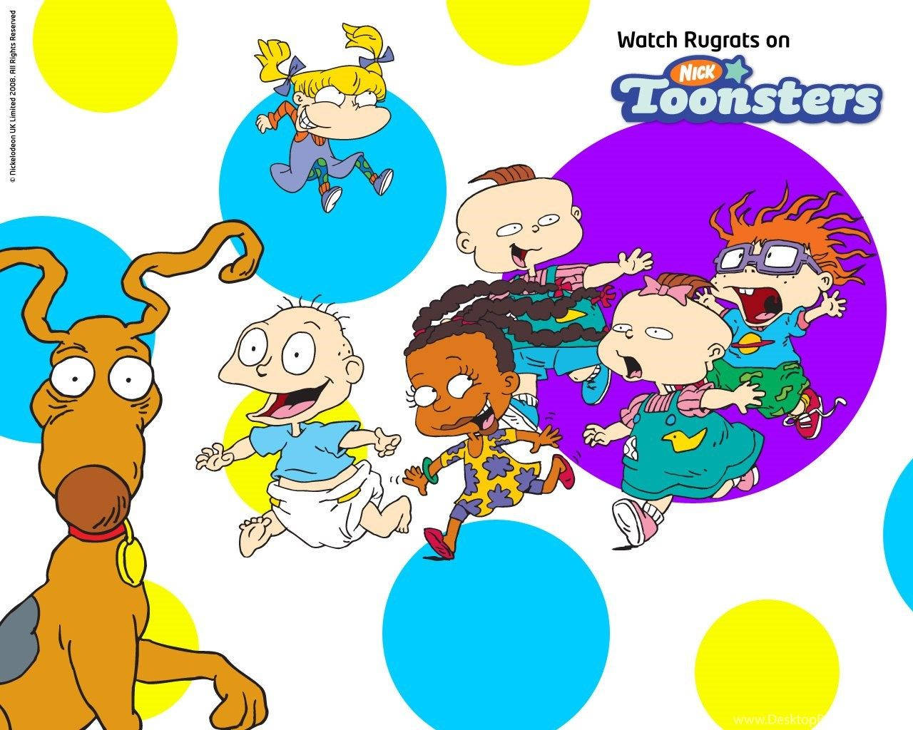 A group of children and a dog are depicted in a cartoon. - Rugrats