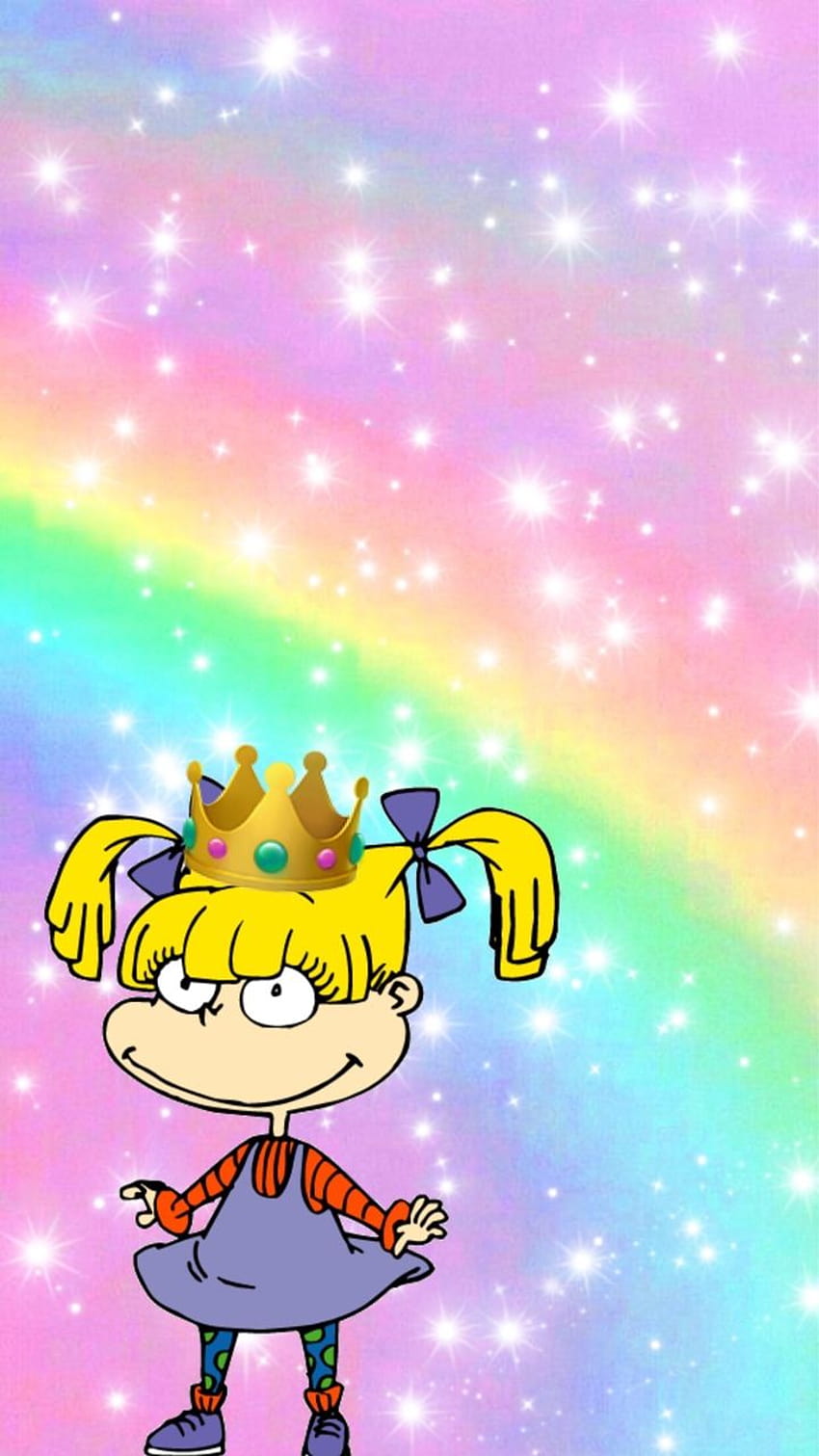 A cartoon girl with rainbow and stars in the background - Rugrats