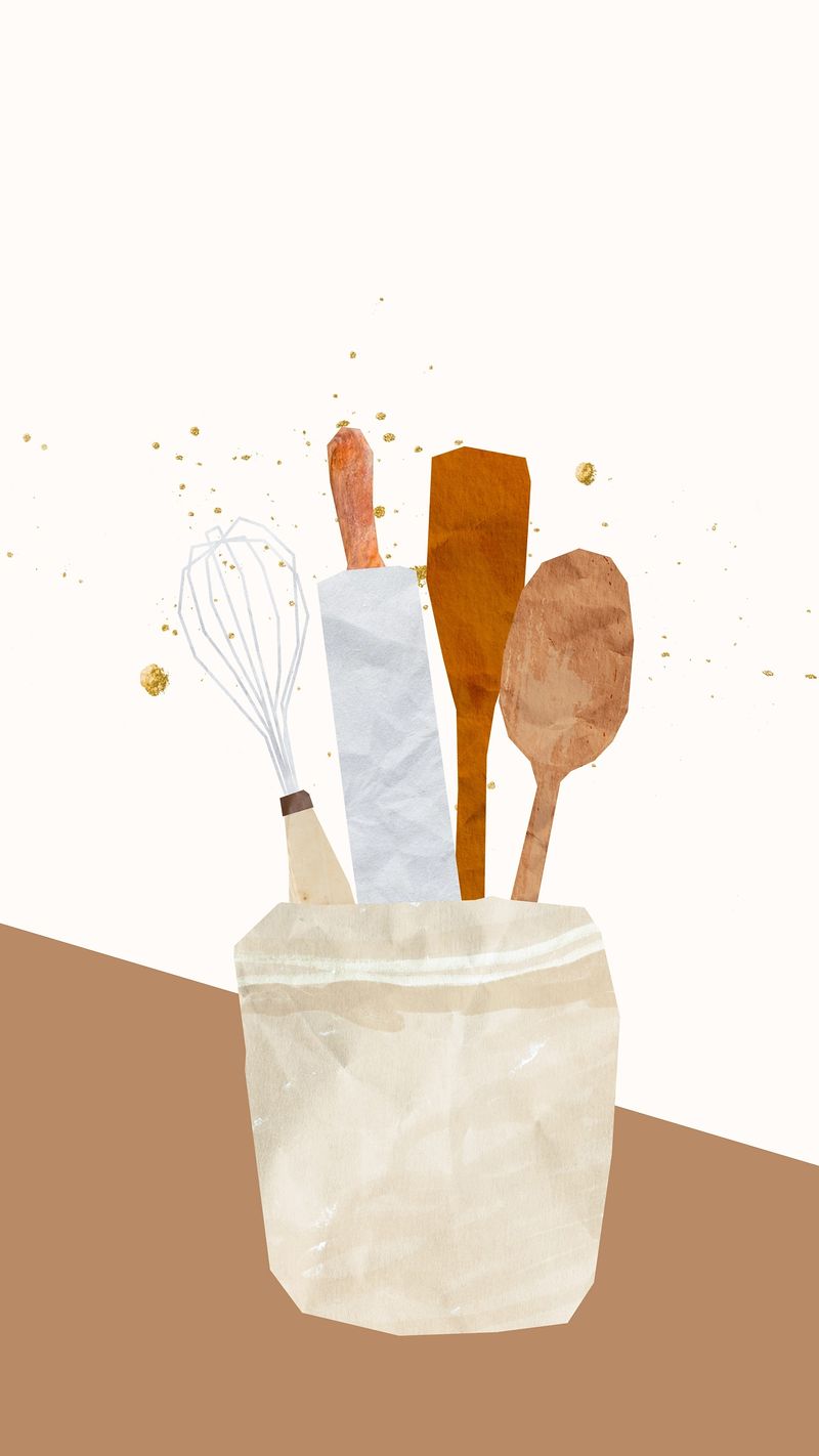 A watercolor illustration of a bag of kitchen utensils - Bakery