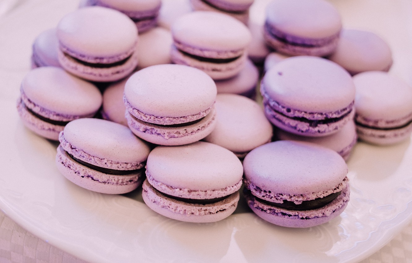 A plate of macaroons on top is white - Bakery