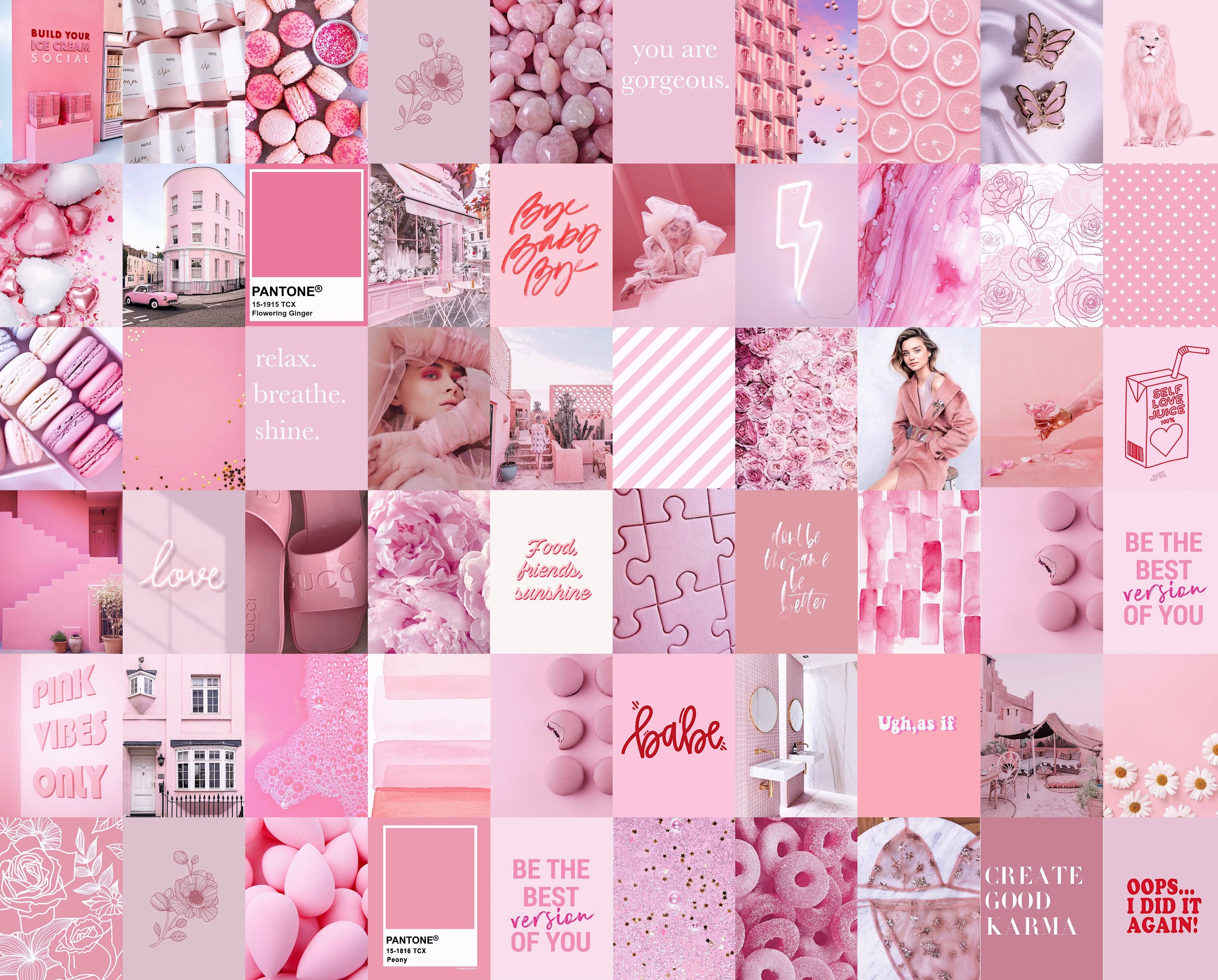 Photo Wall Collage Kit Blush Light Pink Aesthetic 3 set of