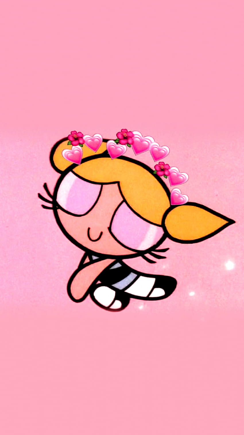 Bubbles from the Powerpuff Girls with hearts in her hair - Bubbles