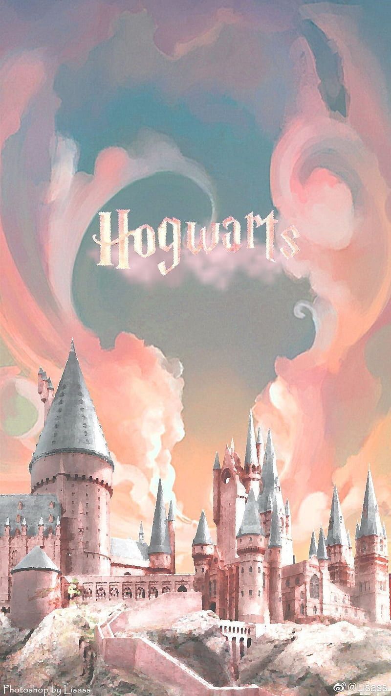 Hogwarts, aesthetic, castle, harry potter, magic, pastel, HD phone wallpaper