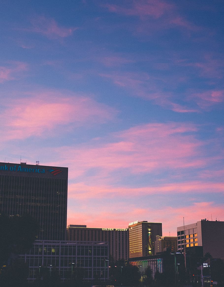 HD wallpaper: las vegas, united states, downtown, nevada, casino, pink clouds