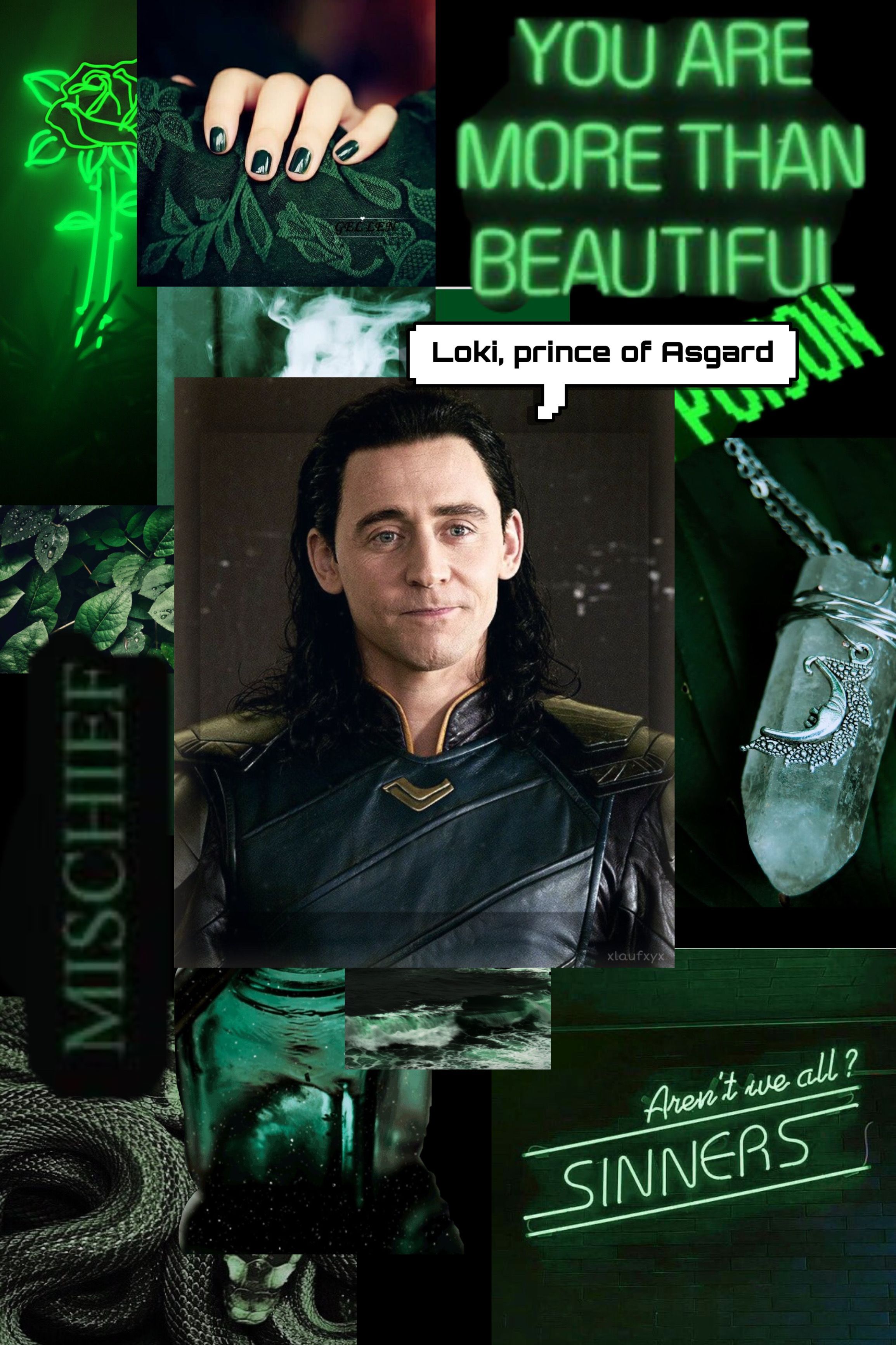 Aesthetic background of Tom Hiddleston as Loki in the Marvel Cinematic Universe. - Loki