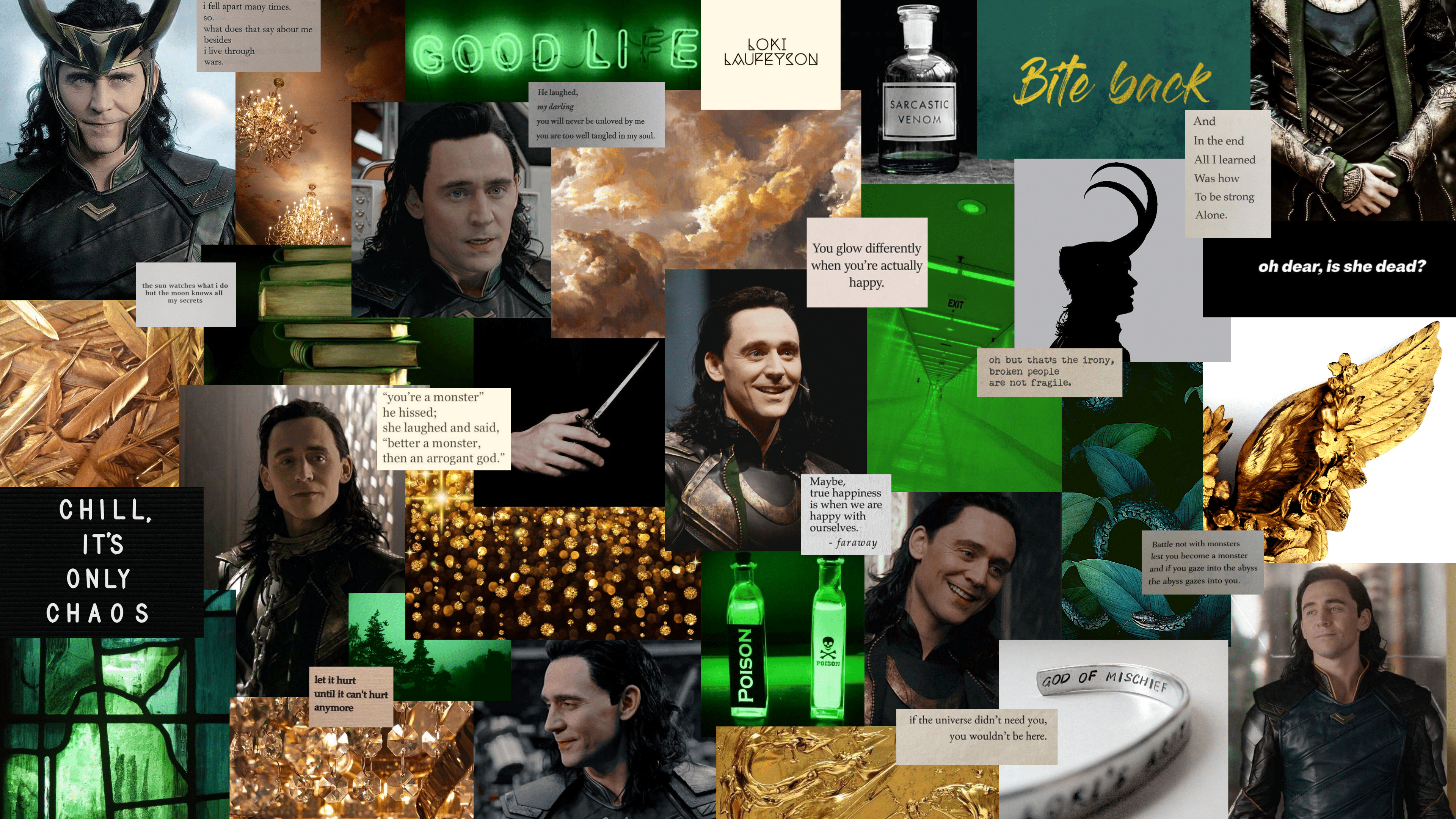 Loki Green & Gold Desktop Wallpaper. Marvel iphone wallpaper, Loki wallpaper, Loki aesthetic