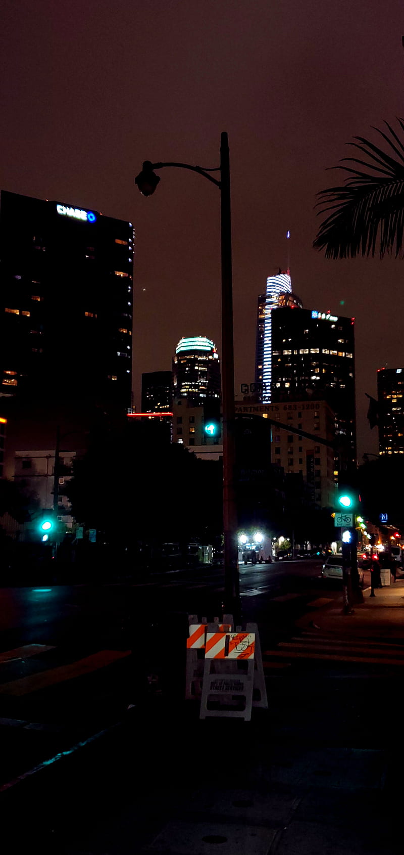 Downtown Los Angeles, la, lights, los angeles, night, samsung, streets, travel, HD phone wallpaper