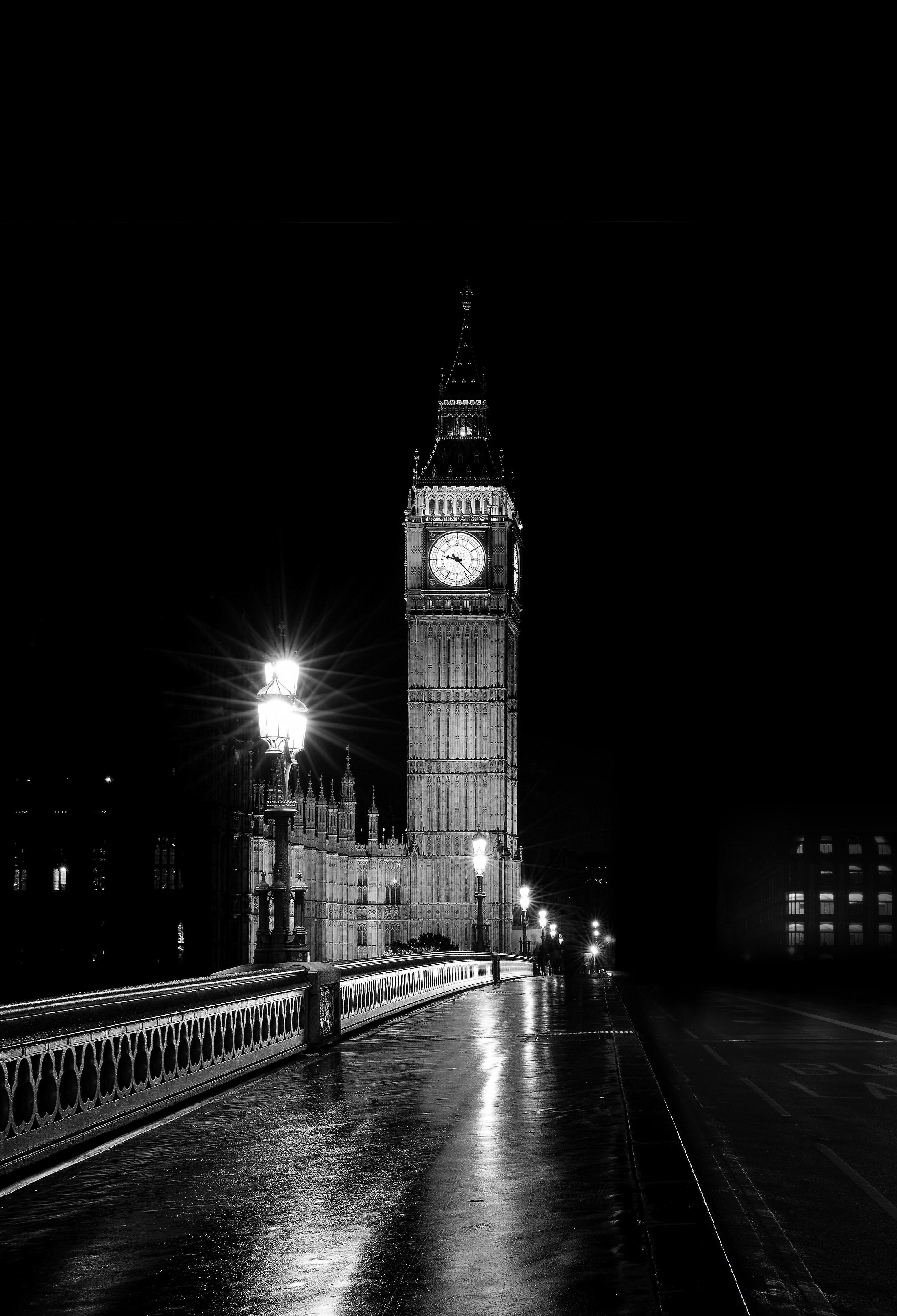 A black and white photo of big ben - London