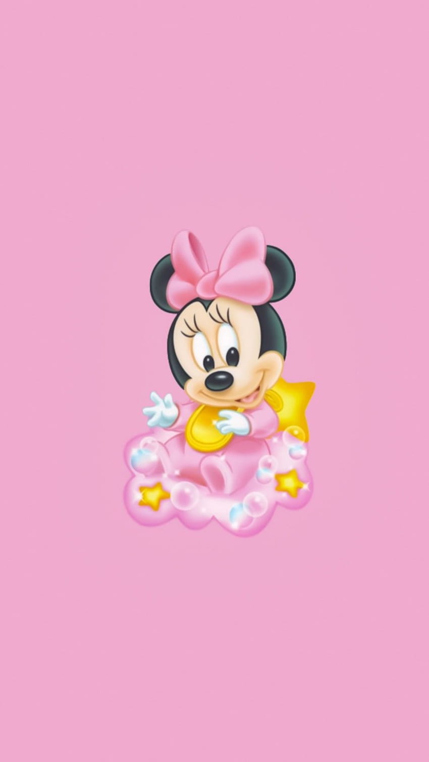 IPhone wallpaper of baby Minnie Mouse on a pink background - Minnie Mouse