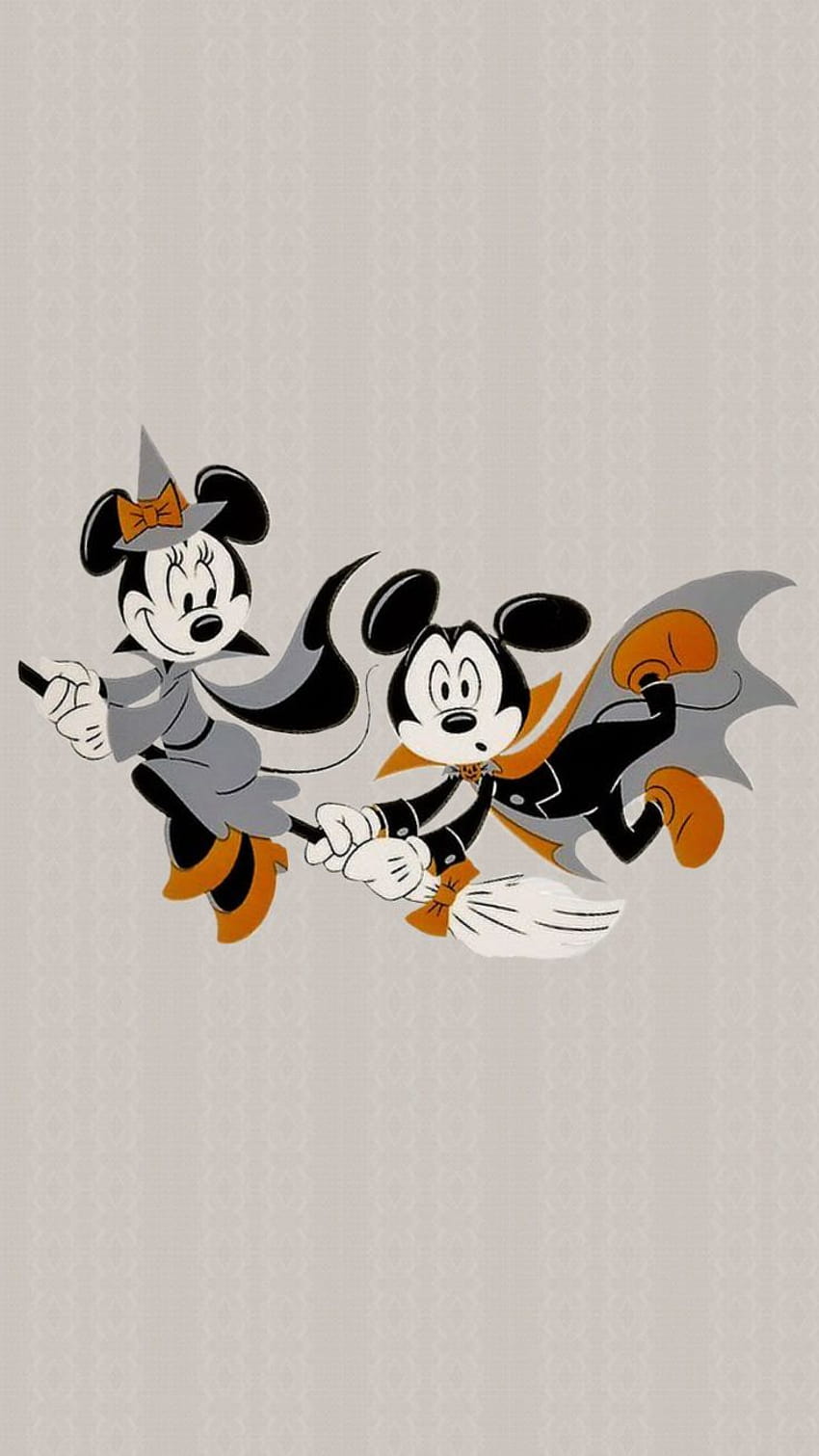 Mickey mouse and minnie are flying on a broomstick - Minnie Mouse, witch, Mickey Mouse