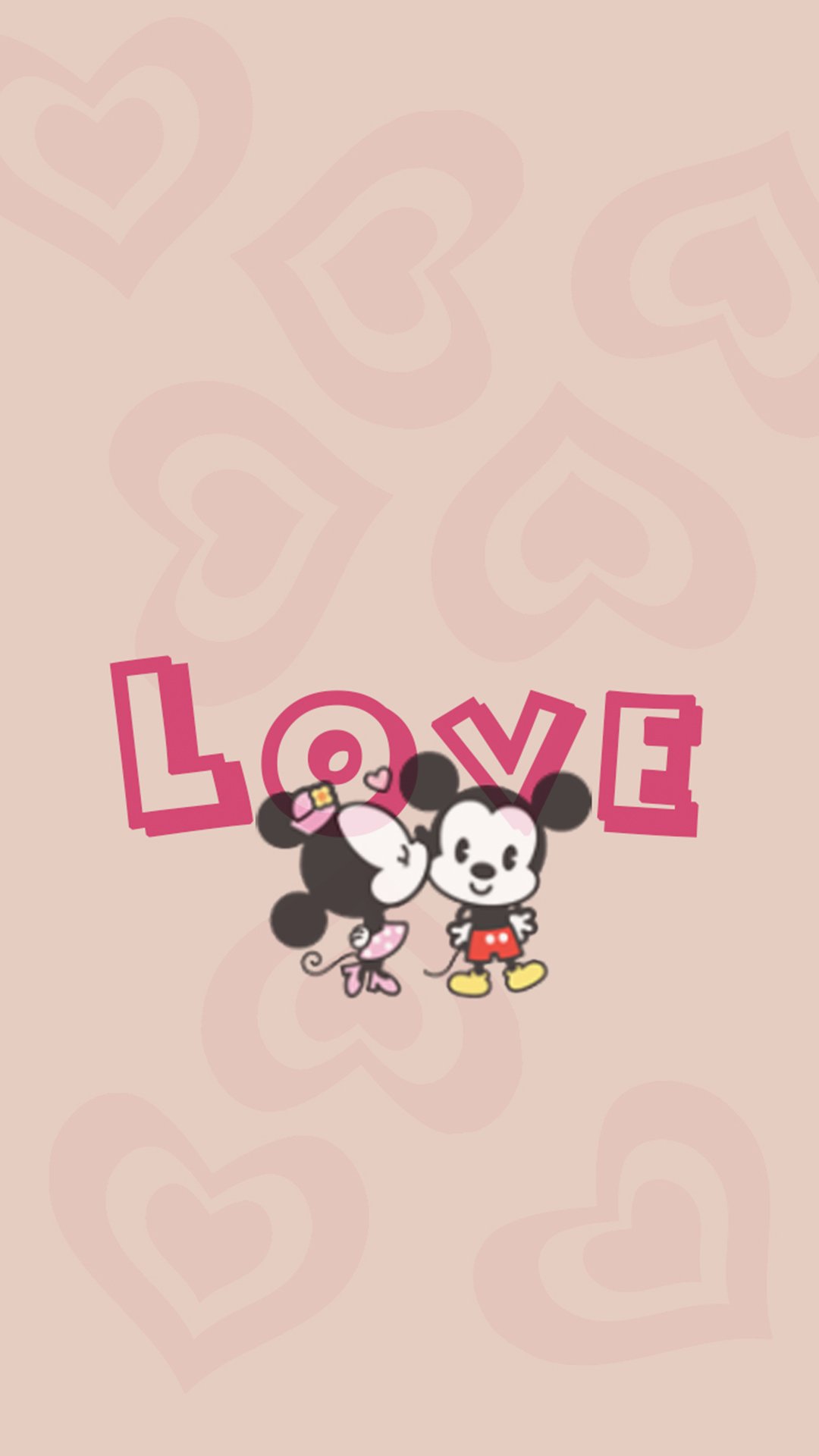 A wallpaper with two cartoon characters holding hands - Minnie Mouse