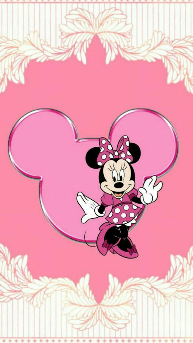 Minnie Mouse, cute, pink, polka dots, HD wallpaper