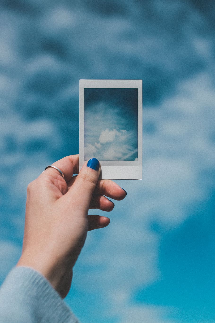 HD wallpaper: Person Holding Cloud Photo, clouds, hand, pill, polaroid, sky