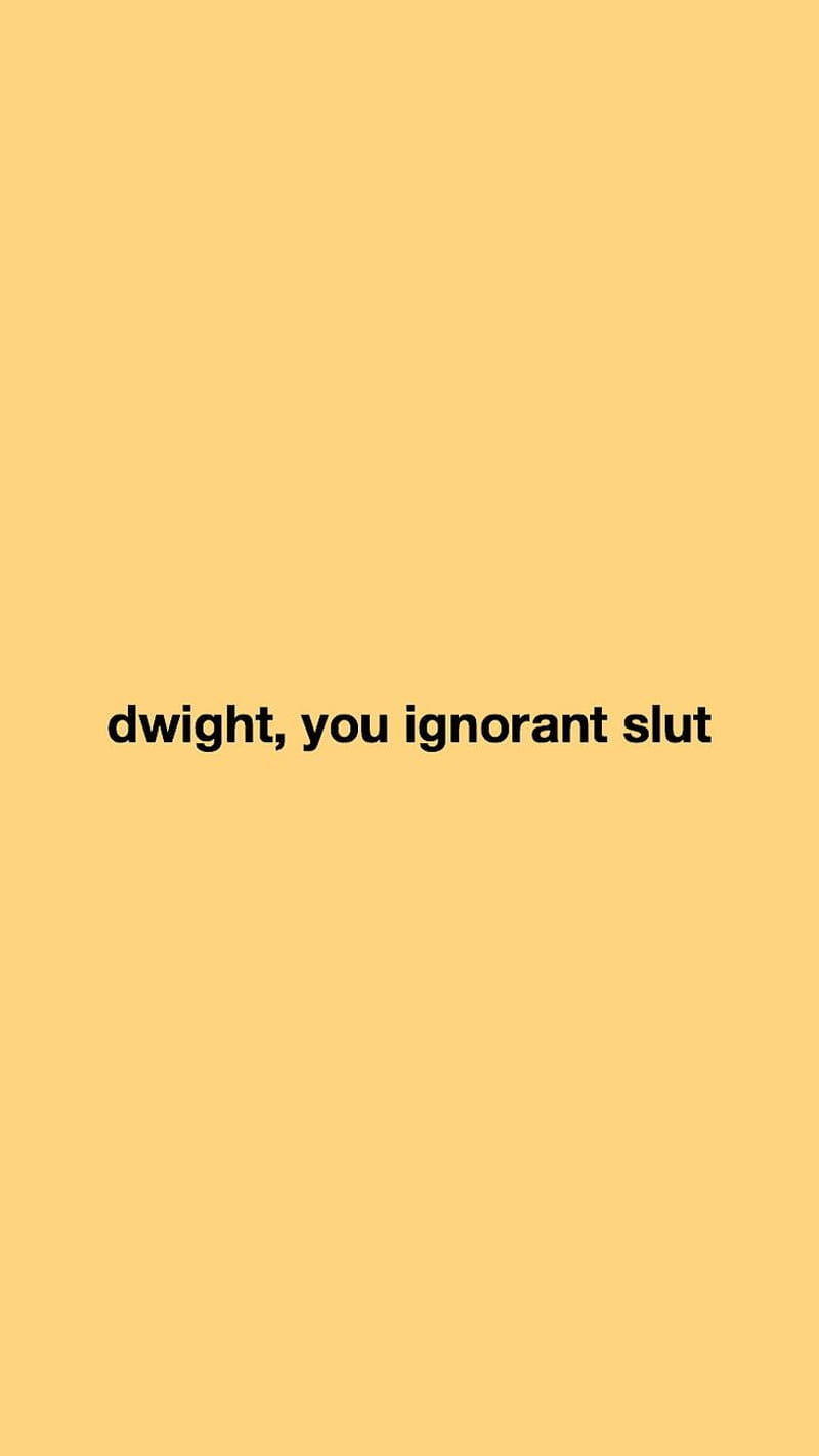 A yellow background with the words, you ignant slut - The Office