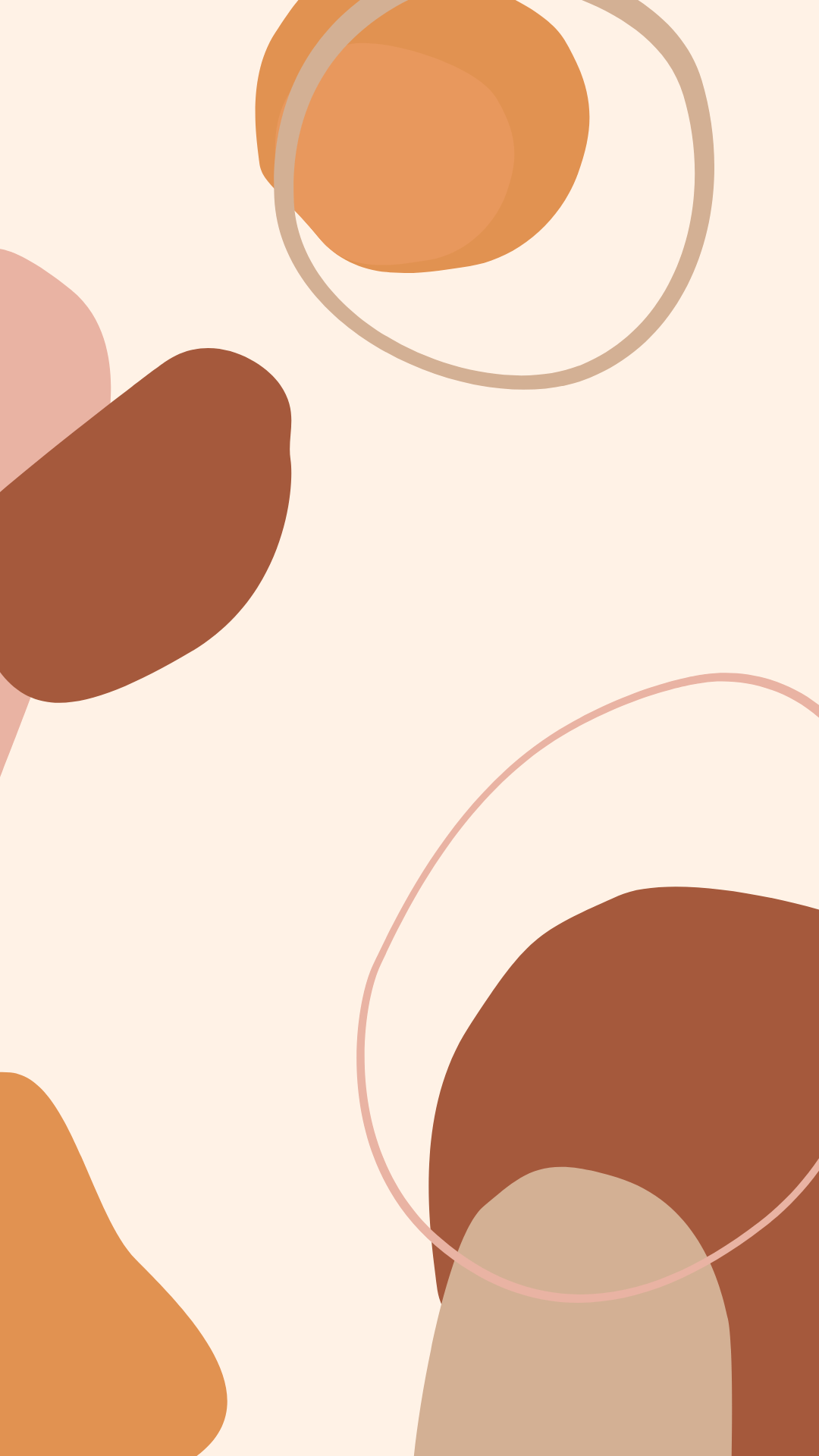 An image of abstract shapes in earthy tones against a light pink background. - Terracotta