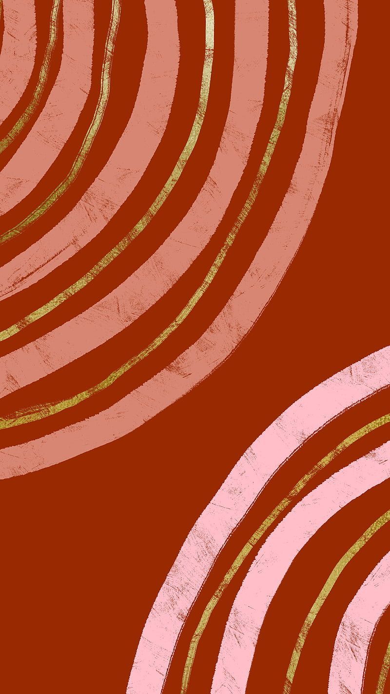A red and gold pattern with curvy lines - Terracotta