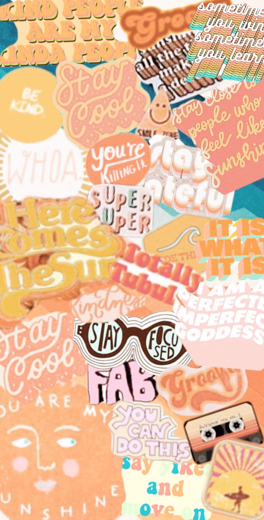 A collage of stickers with positive affirmations - Terracotta, VSCO, positive