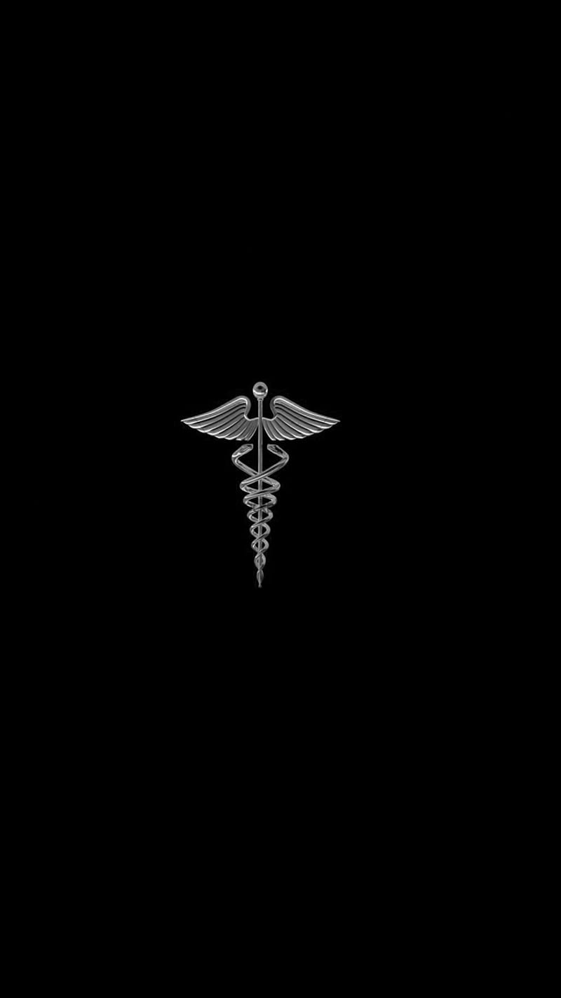 Caduceus on a black background - Nurse