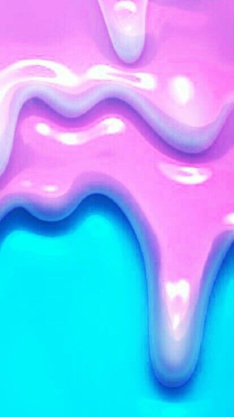 A close up of a pink and blue liquid - Slime