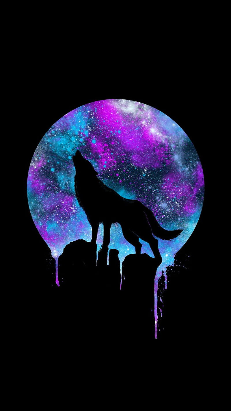 Wolf, space, funny, jelly, purple, HD phone wallpaper