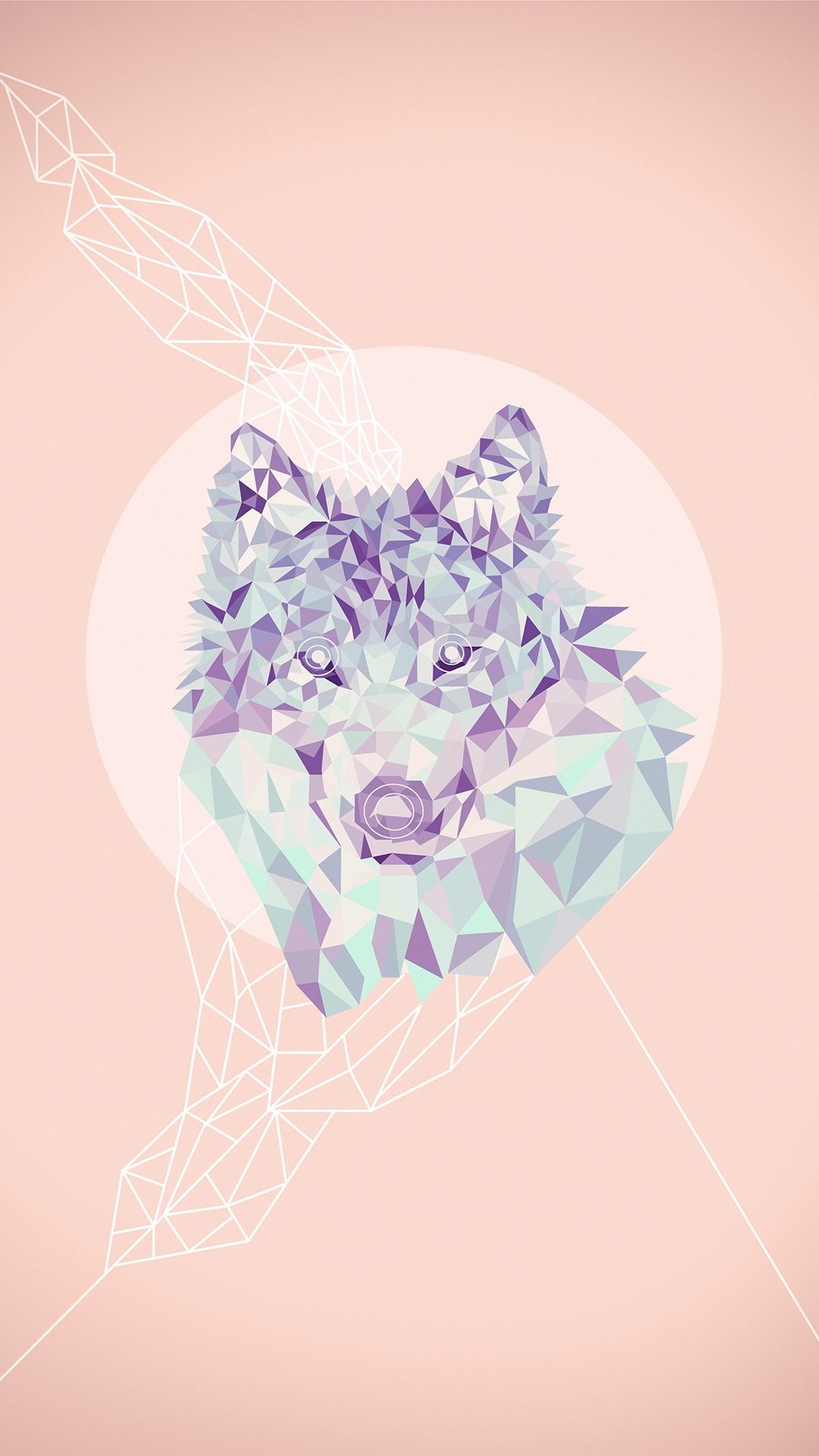 Pink pastel wolf wallpaper