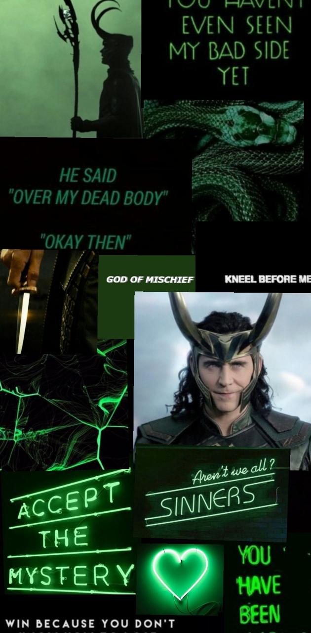 A collage of images with text that says accept the mystery - Loki