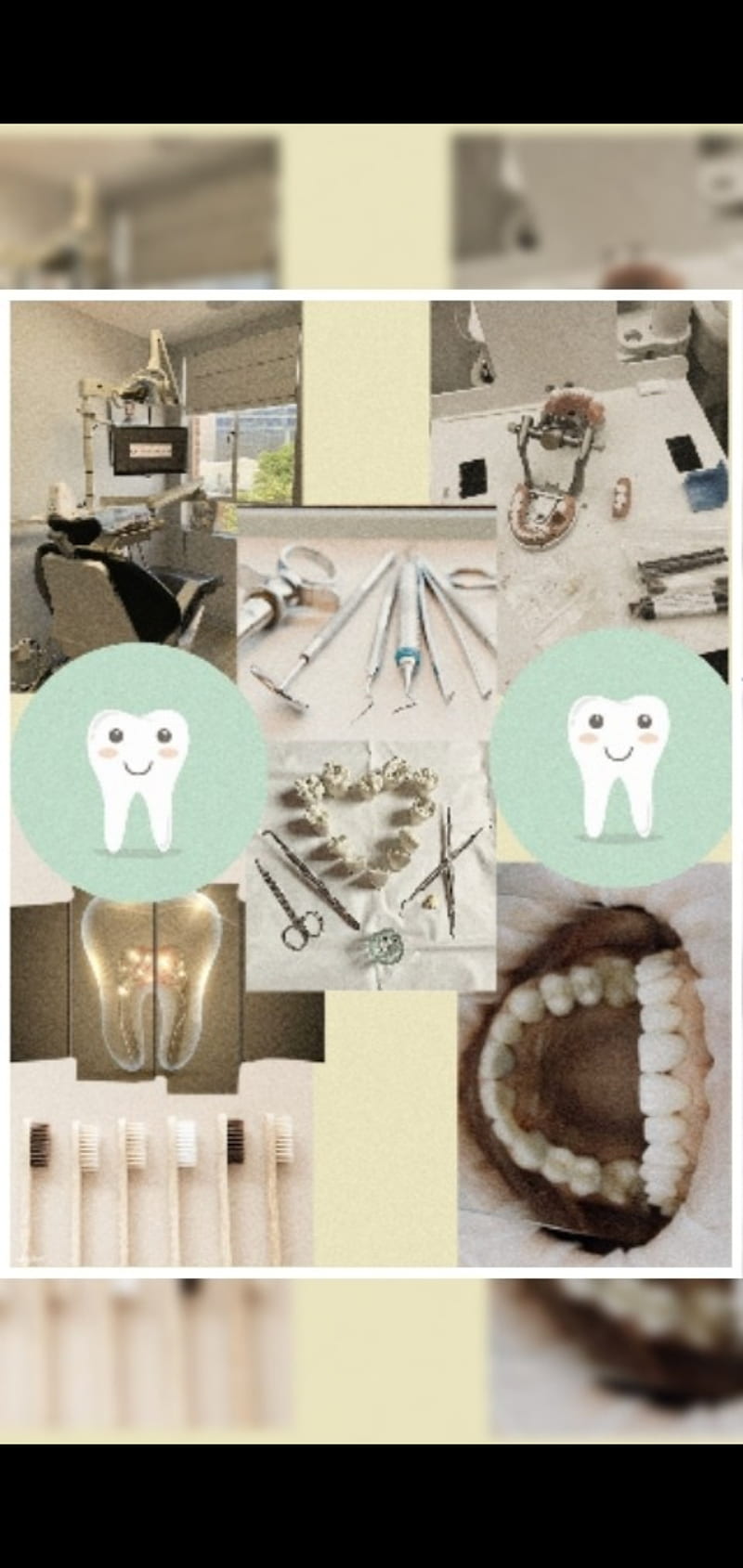 A collage of dental equipment and teeth with a filter applied - Dentist