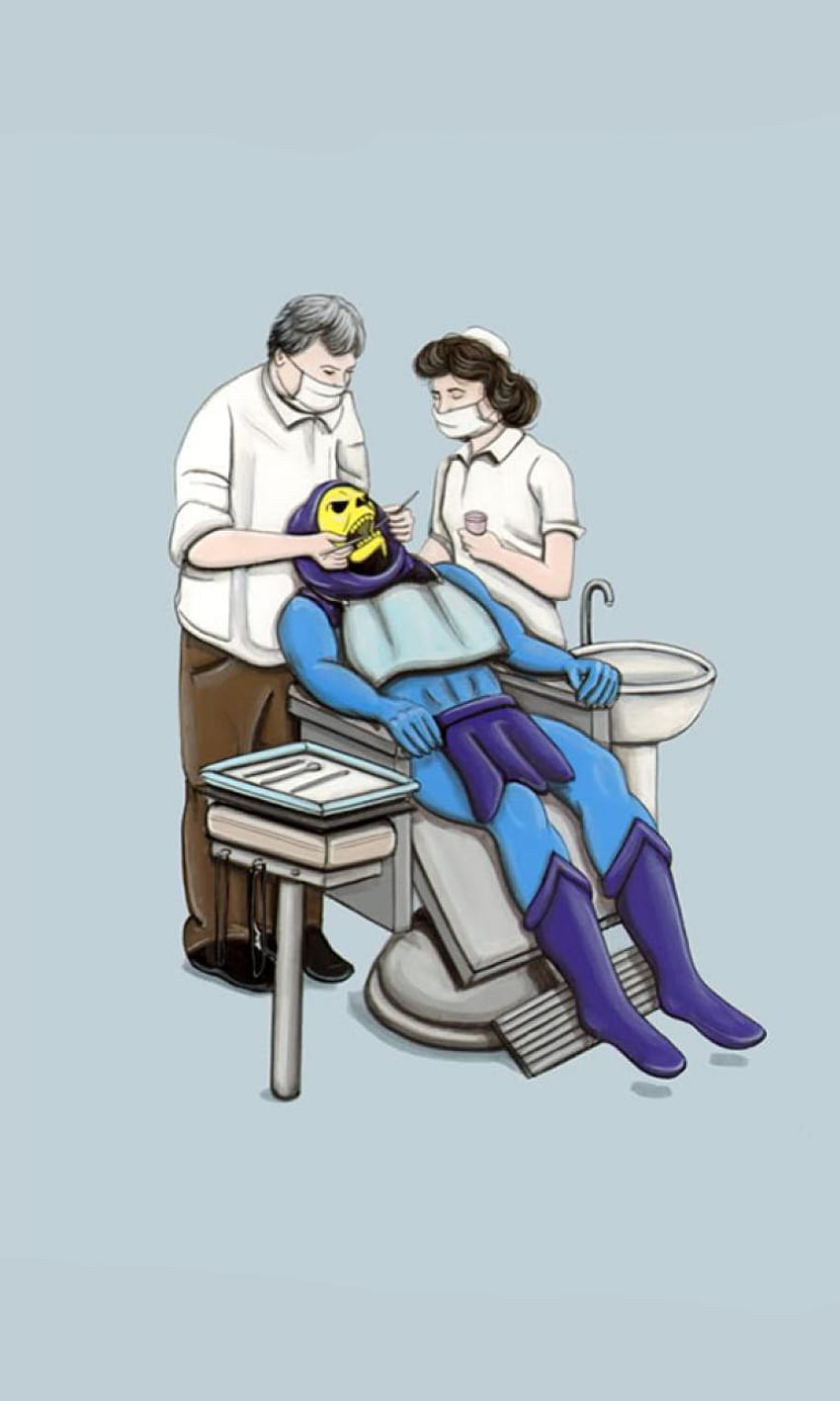 A cartoon of two people in the hospital - Dentist