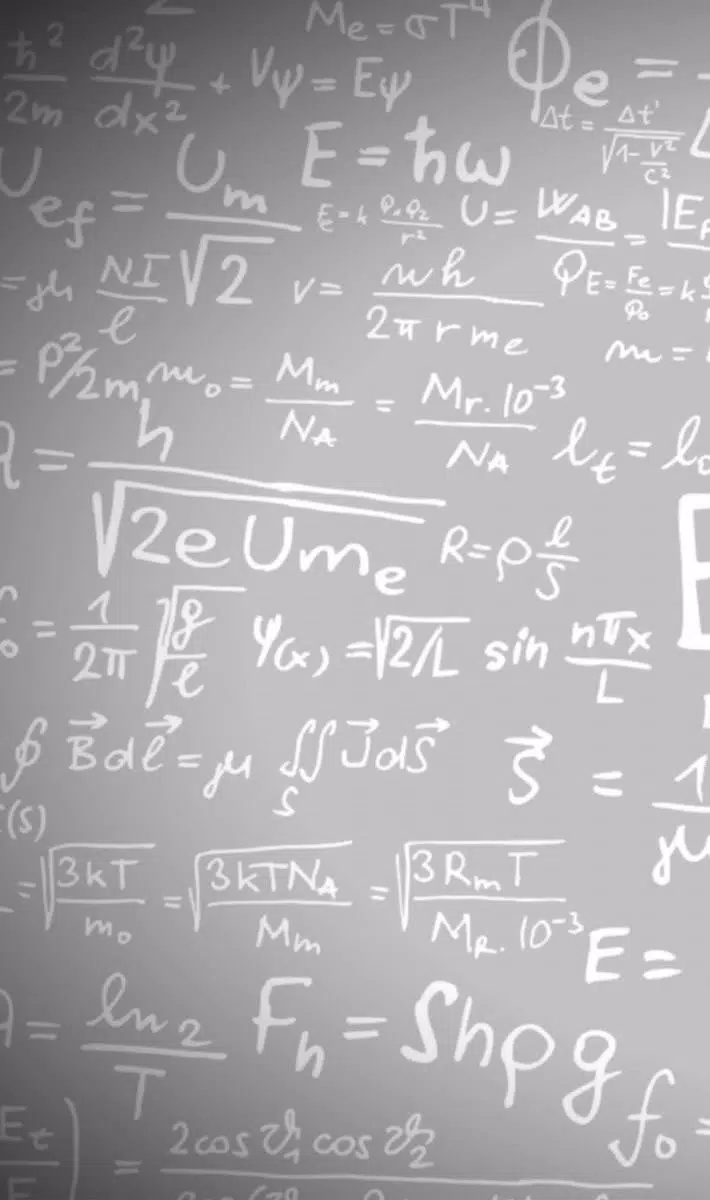 A blackboard with mathematical equations written in chalk. - Math