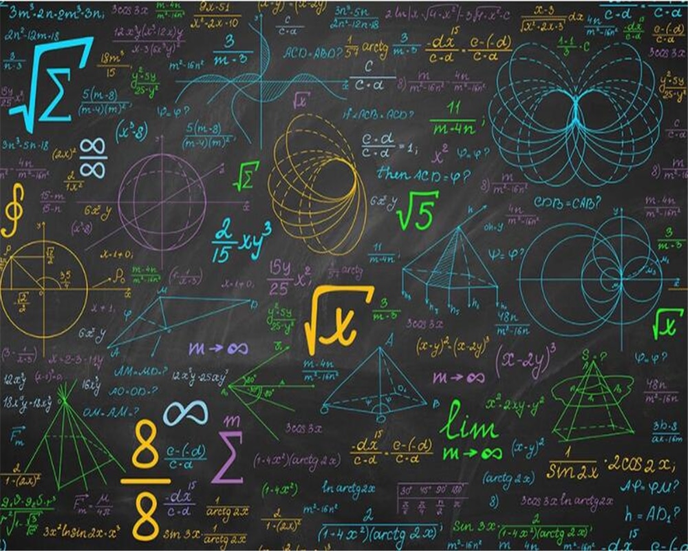 Wellyu Customized Large Wallpaper Math Formula Color Chalk Blackboard Background Wall 3D Wallpaper Mural Papel De Pardide