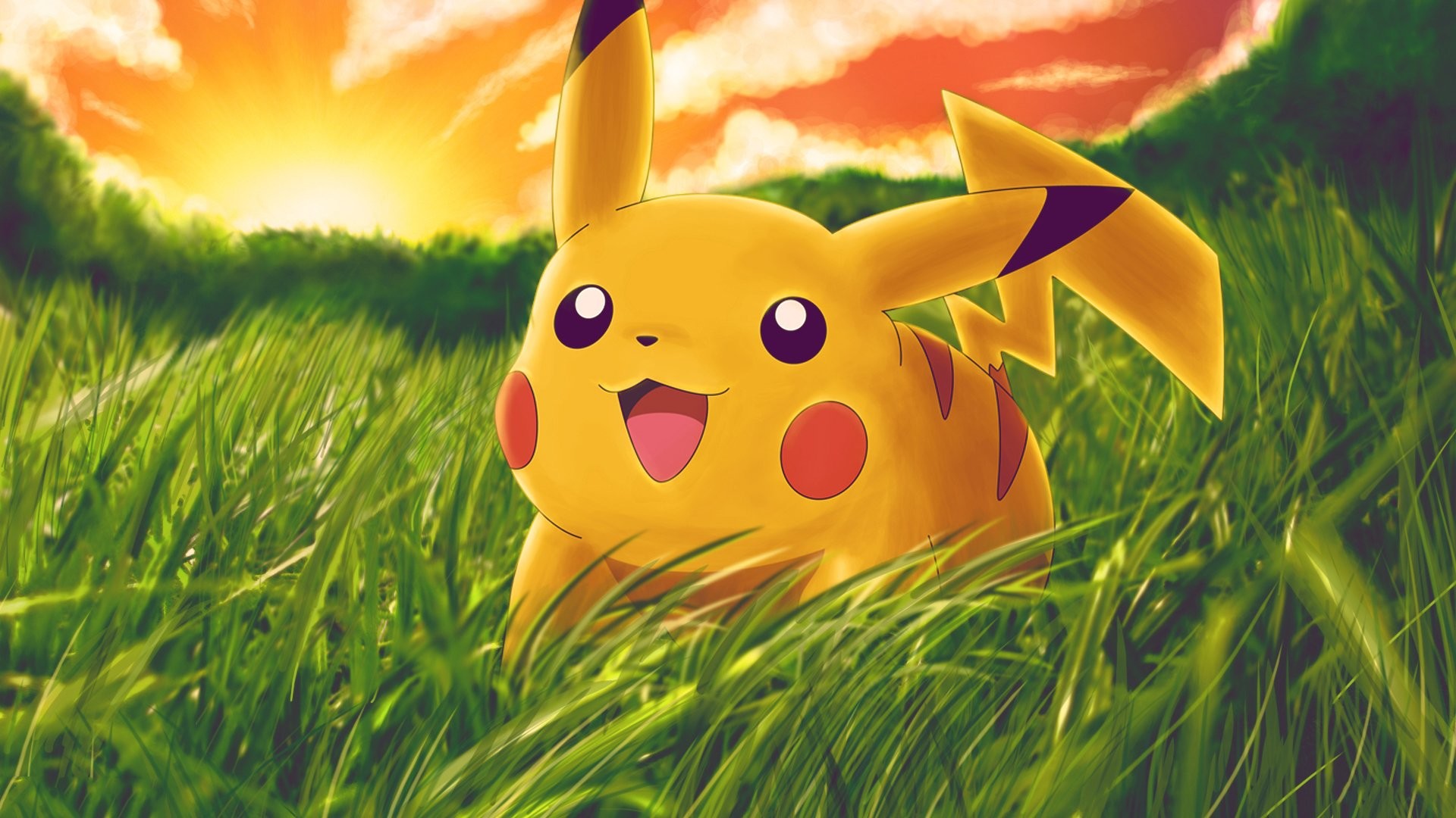 Pokemon wallpaper 1920x1080 pikachu in the grass - Pikachu