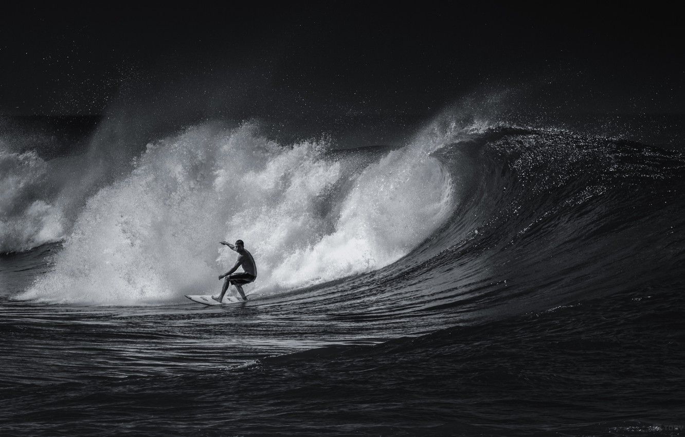 Wallpaper sport, surfing, black and white, surfing image for desktop, section спорт