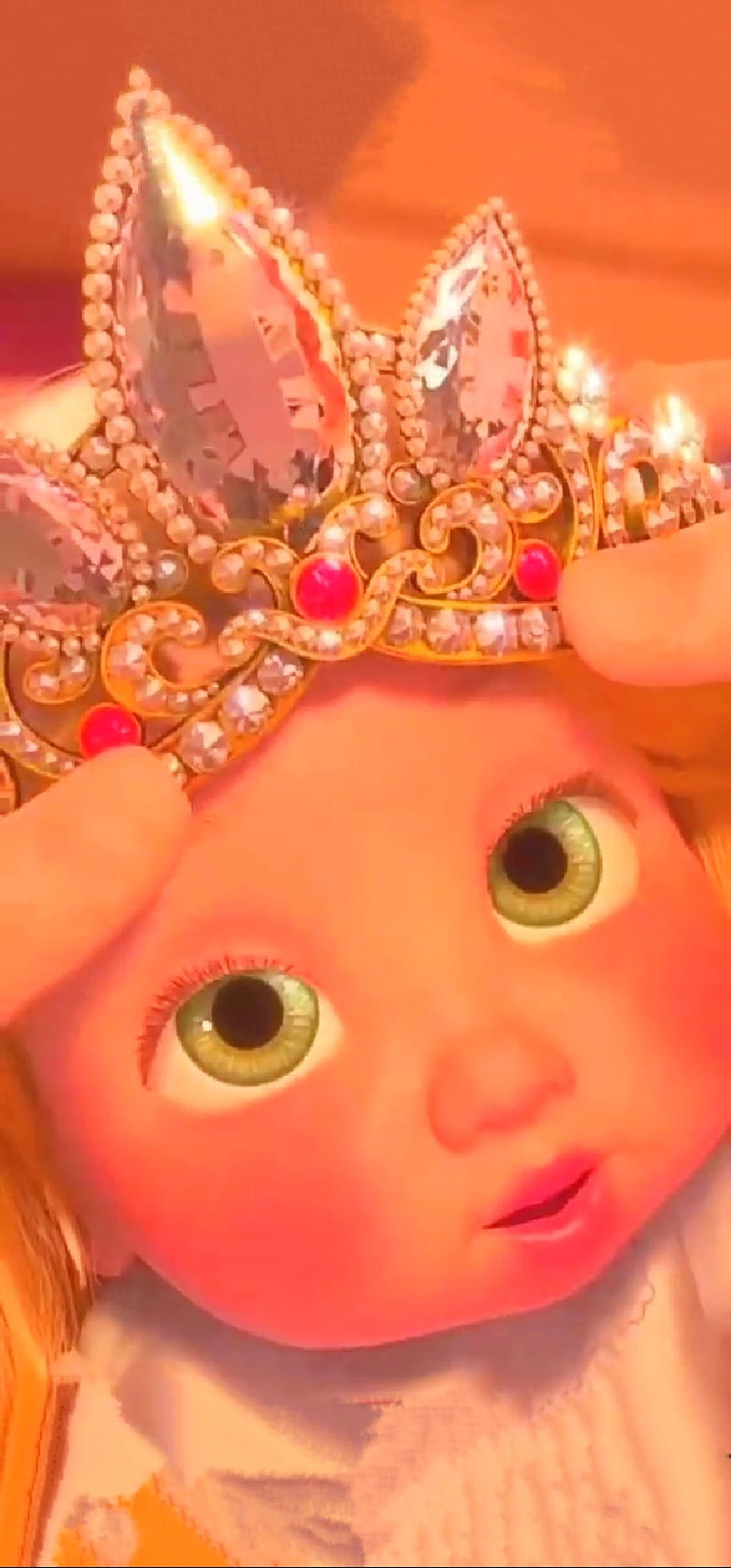 Baby princess, baby rapunzel, crown, cute, disney, disney princess, green eyes, HD phone wallpaper