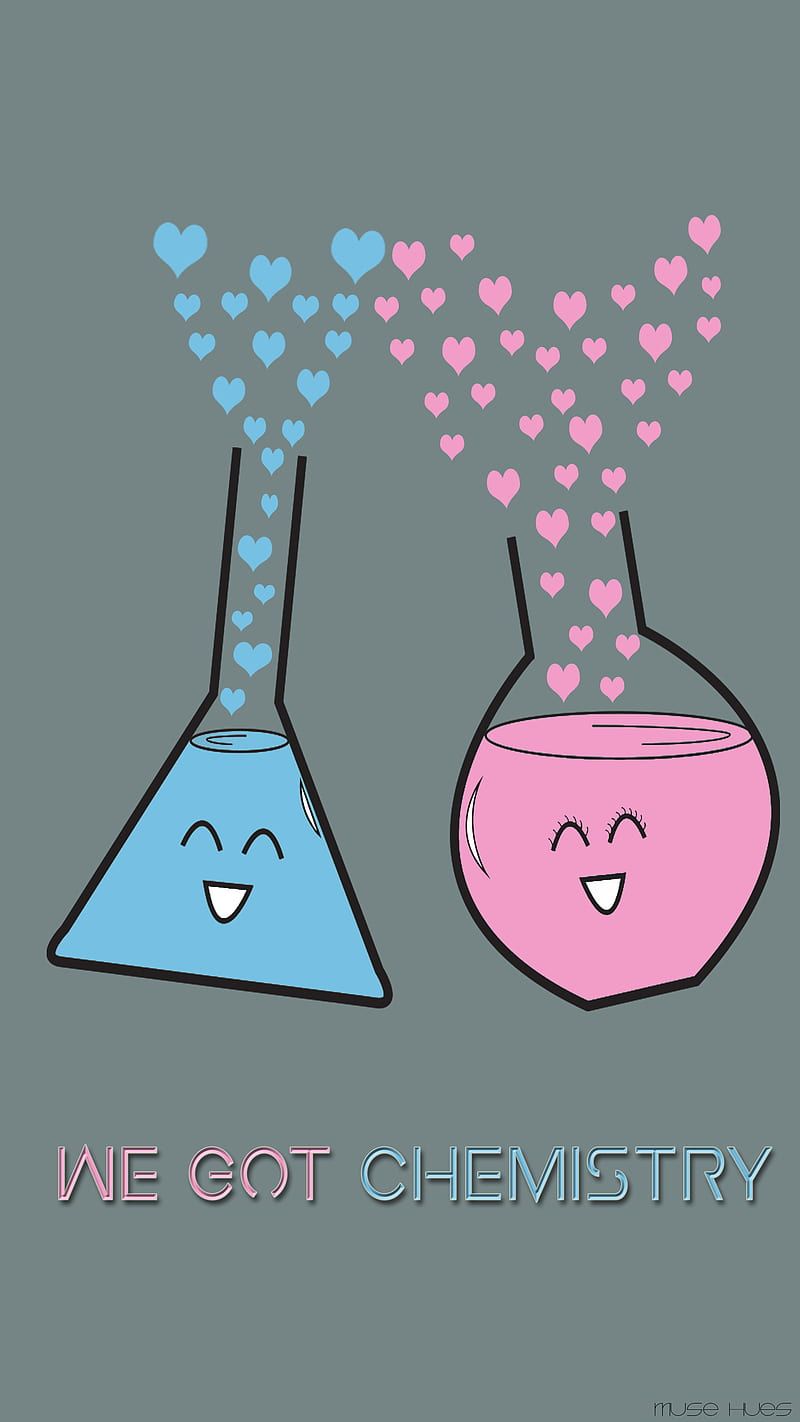 We got Chemistry, blue, cute, heart, love, minimal love, musehues, pink, science, HD phone wallpaper