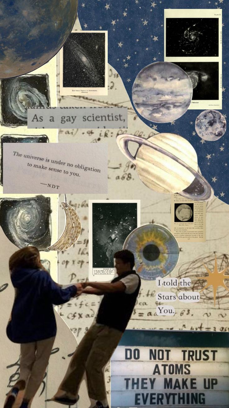 A collage of space and earth images with a quote about a gay scientist. - Science