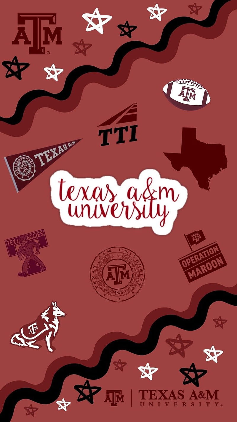 Texas A&M university phone background with all the logos - Texas
