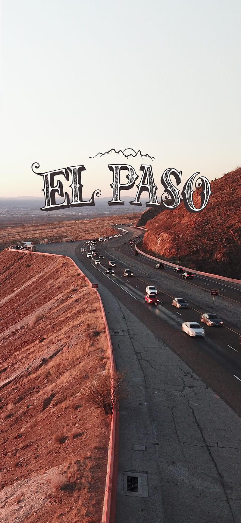 El Paso, hand drawn, hand lettered, lettering, logo, mountains, road, texas, HD phone wallpaper