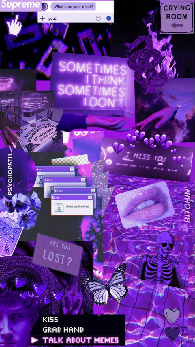 A collage of purple aesthetic pictures - Purple