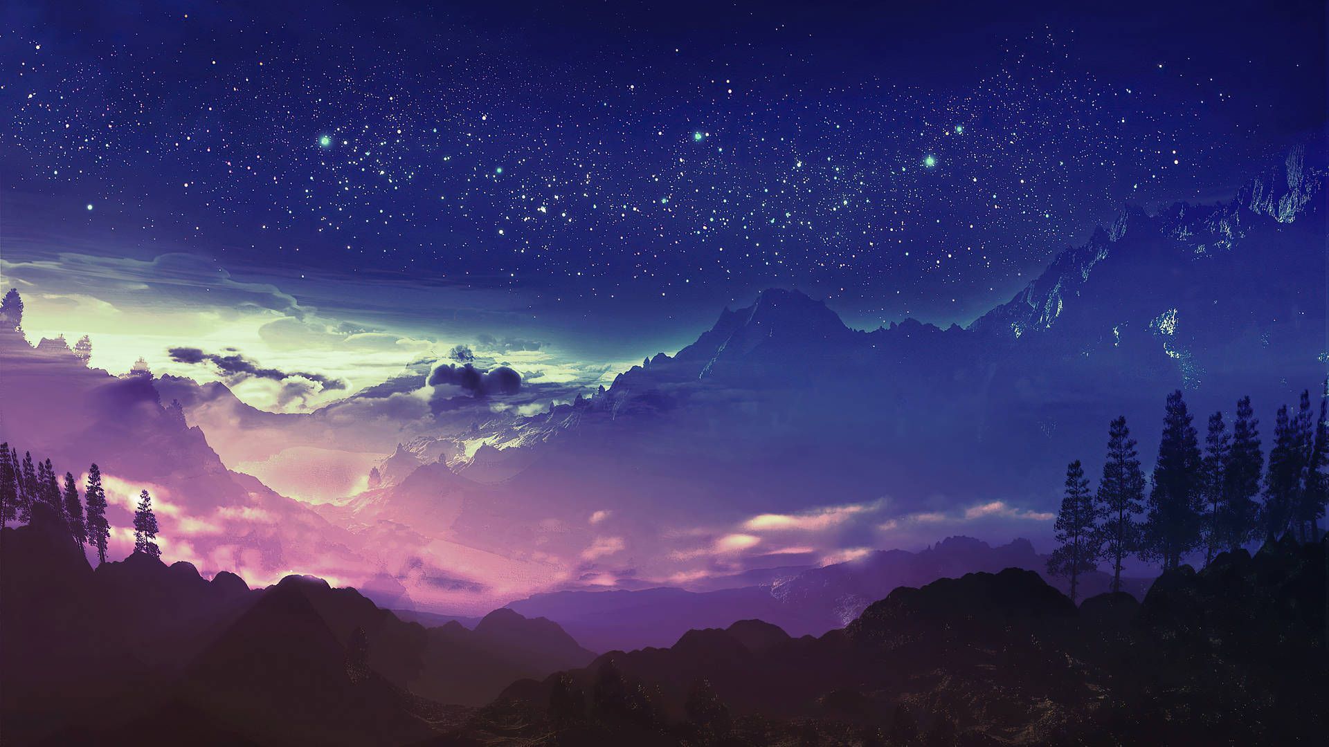 Download Aesthetic Landscape Starry Sky Wallpaper