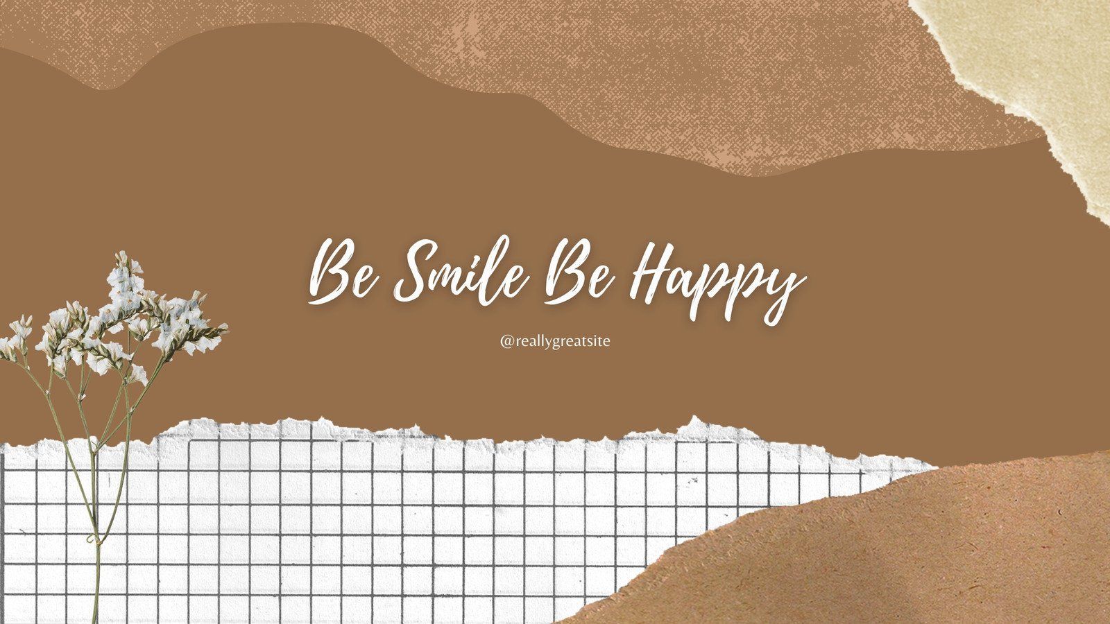 A brown background with the words be smile and happy - Brown