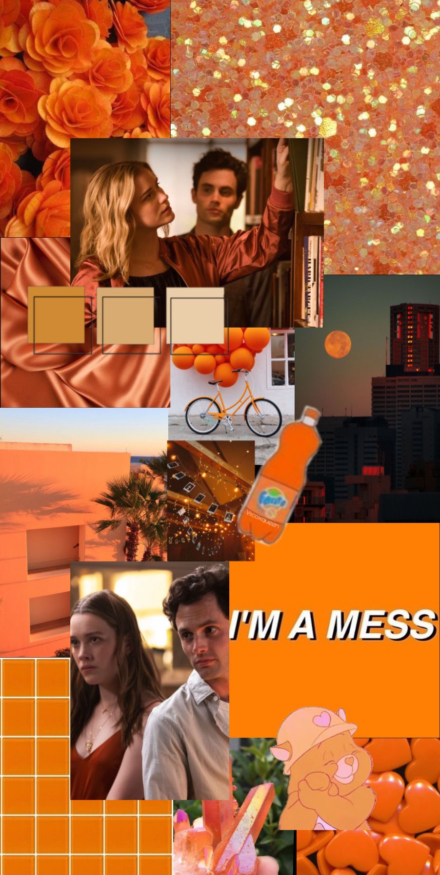 A collage of orange aesthetic images with the words 